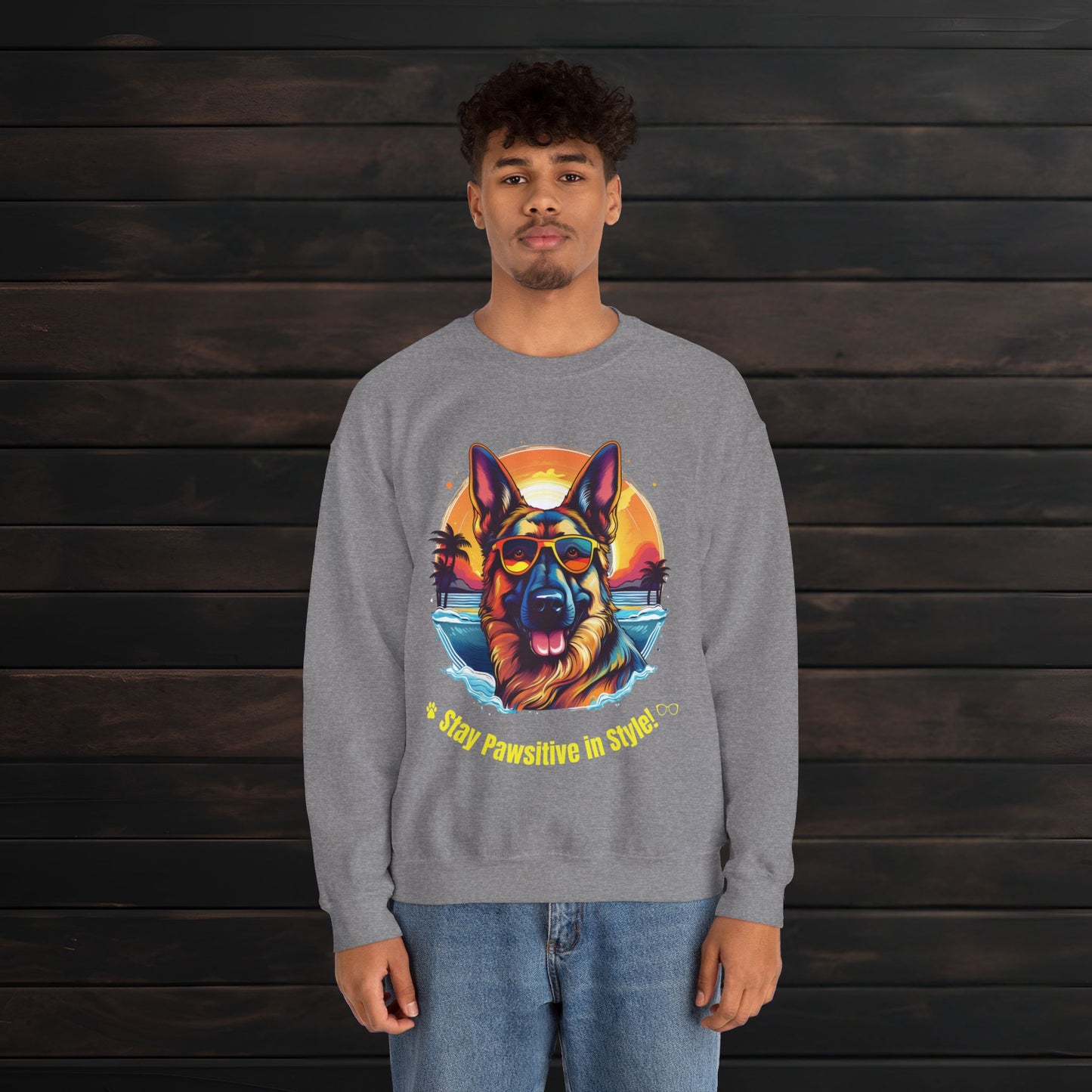 Stay Pawsitive in Style β Unisex Heavy Blendβ’ Crewneck Sweatshirt πΎπ
π