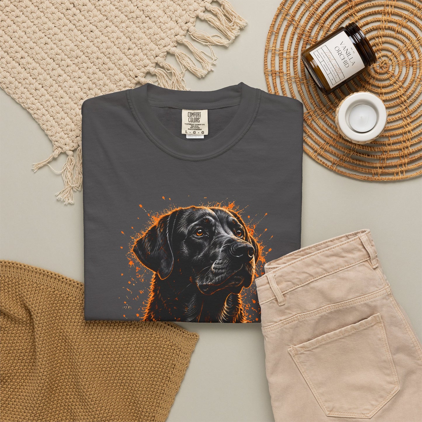 Fcous Trust Protect Black Labrador Unisex Garment-Dyed T-shirt