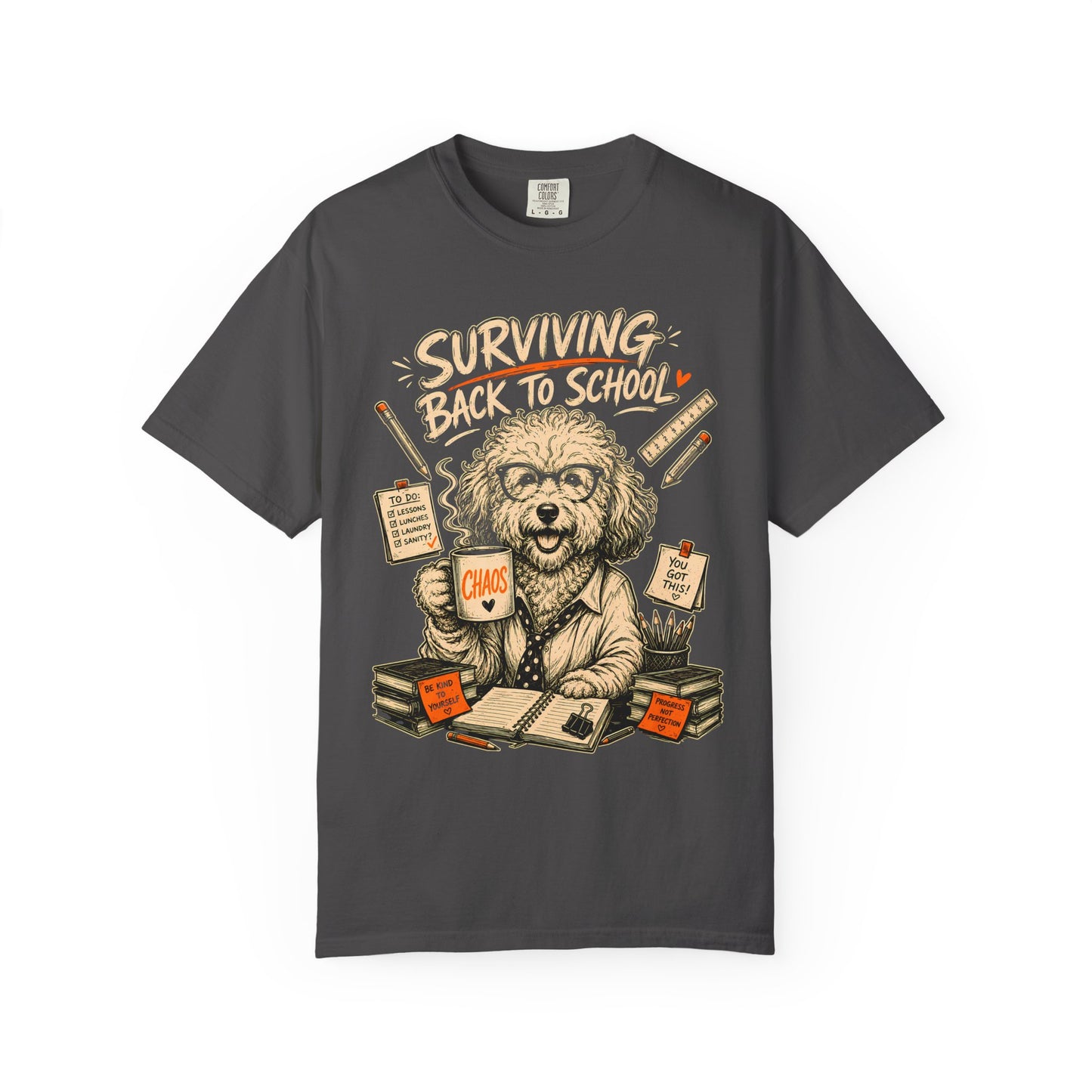 Surviving Back to School T-Shirt — Funny Teacher/Student Dog Design