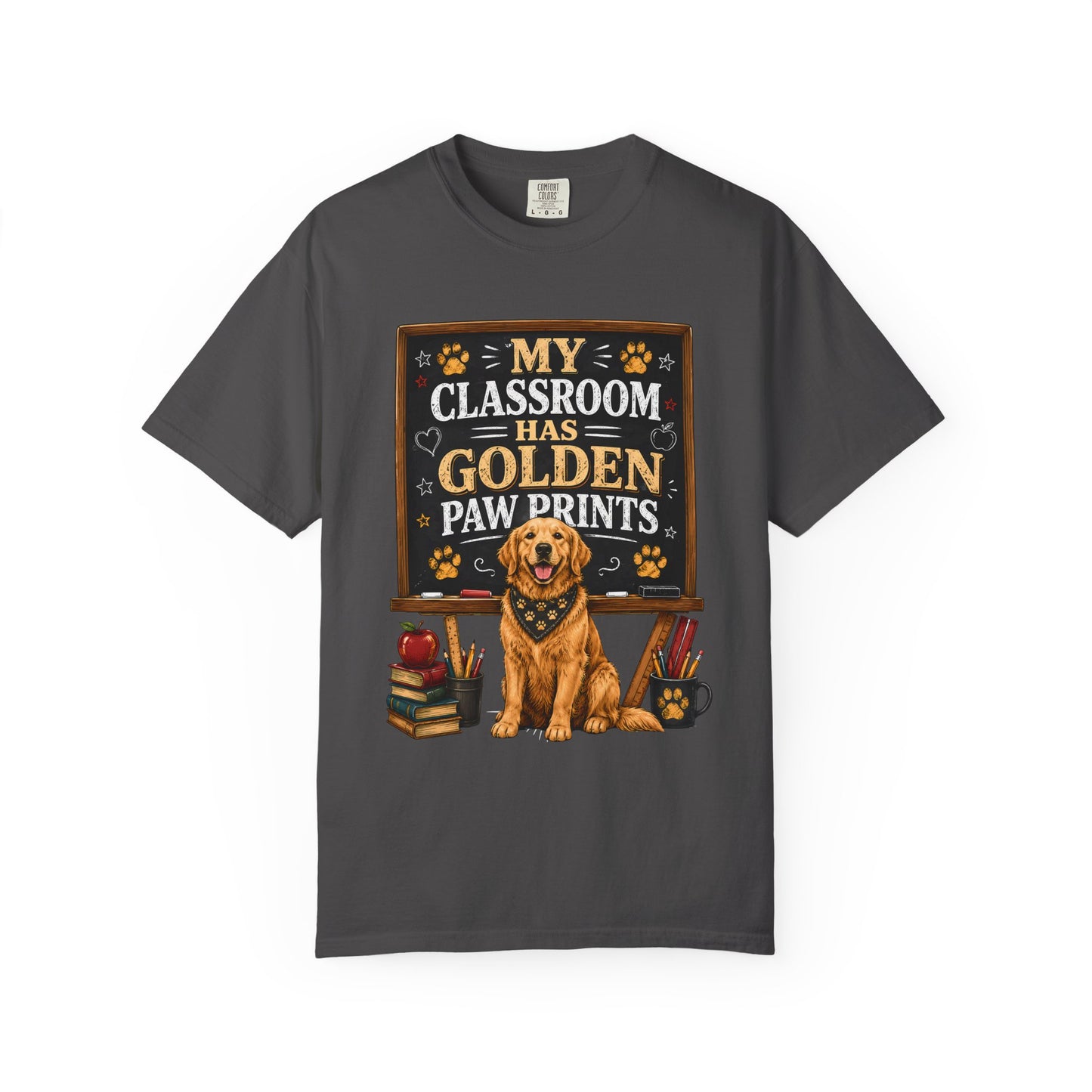 Teacher T‑Shirt - "My Classroom Has Golden Paw Prints" Golden Retriever School Tee