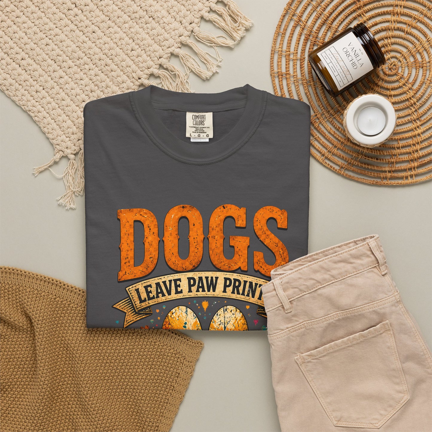 Dogs Leave Paw Print On Our Hearts - Unisex Garment-Dyed T-shirt