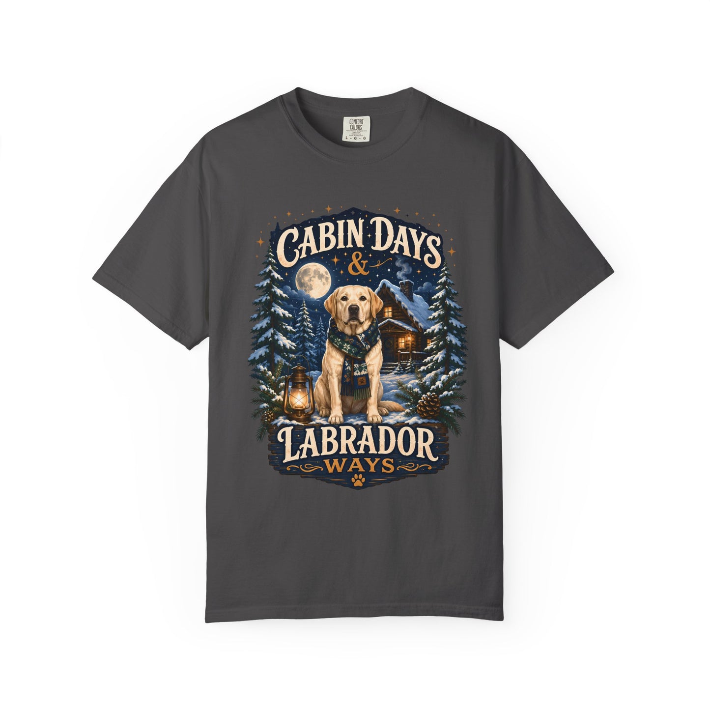 Cabin Days & Labrador Ways T-Shirt — Cozy Cabin Dog Lover Tee