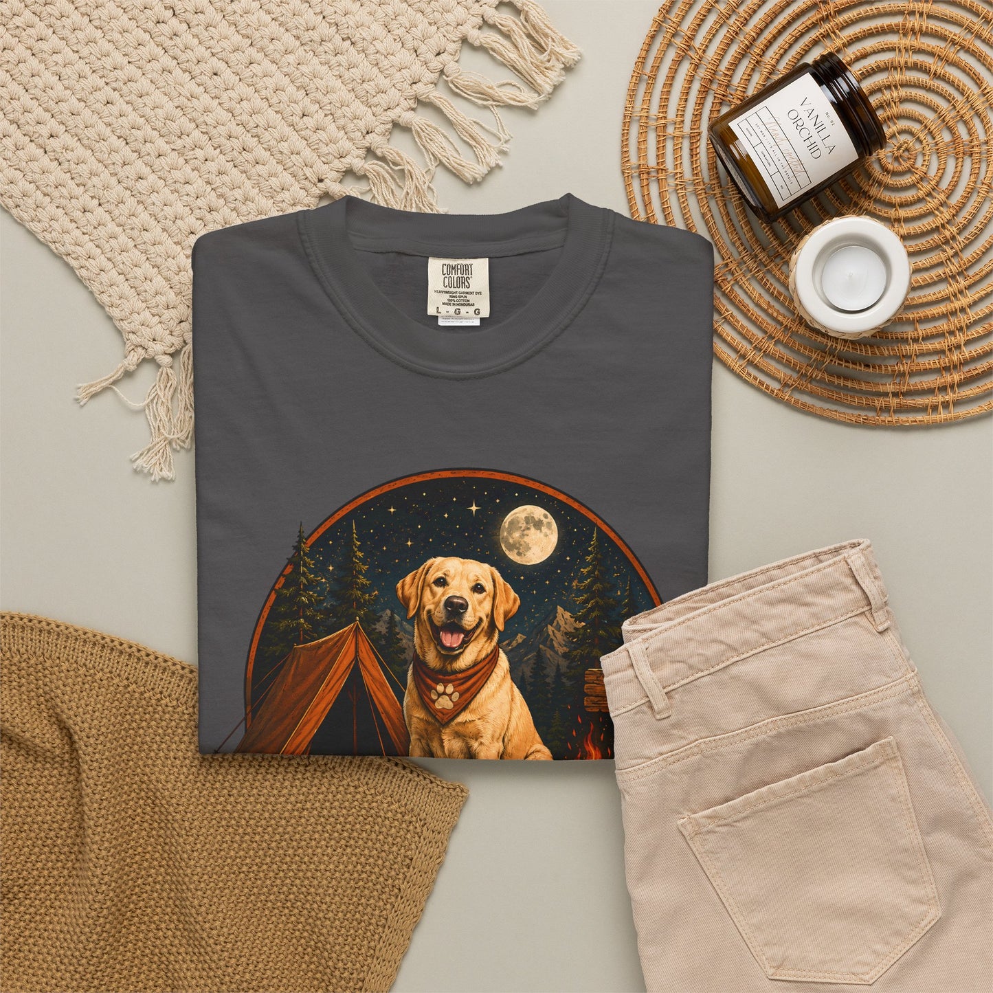 Labrador Camping Club T-Shirt — "Fetch • Hike • Repeat" Dog Lover Tee
