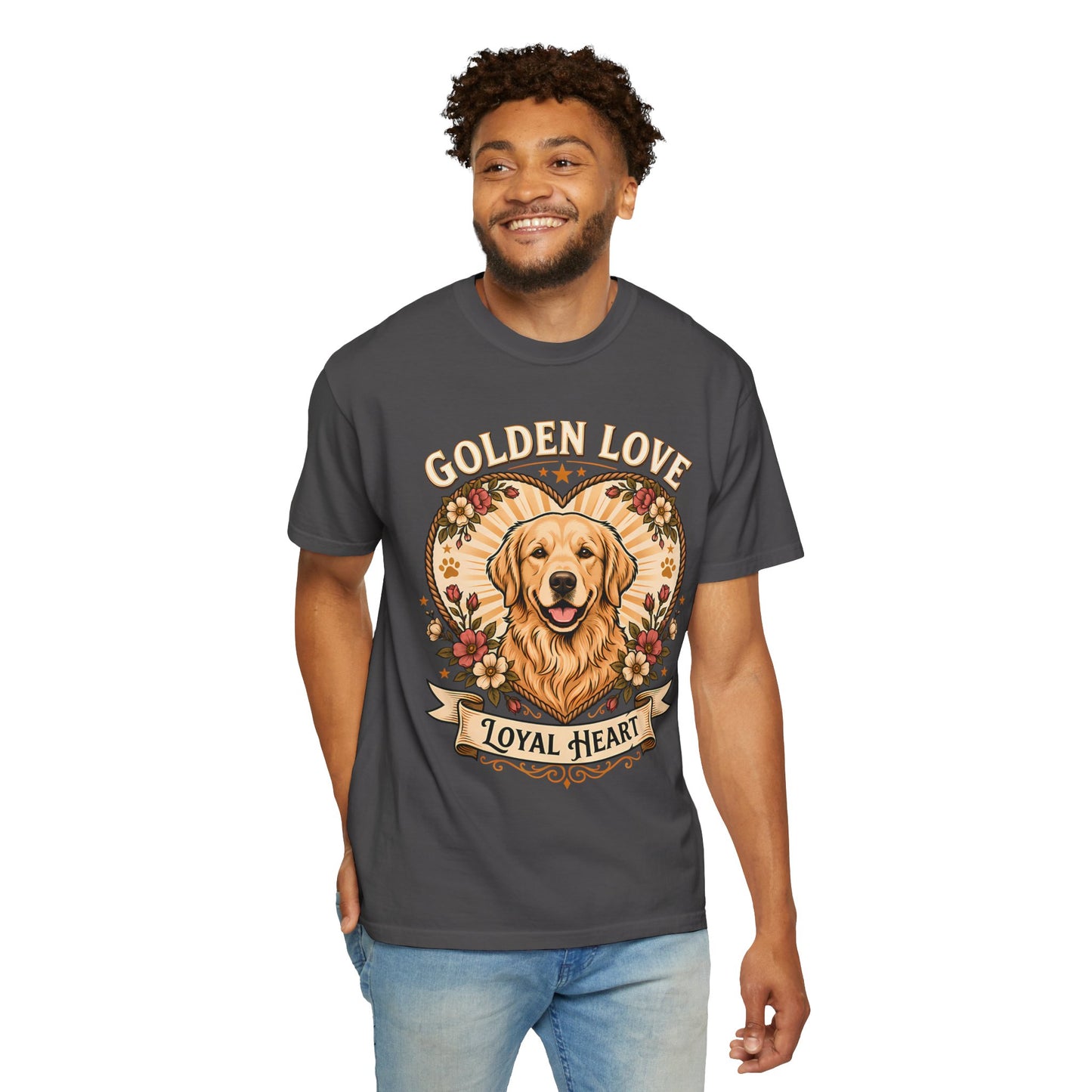 Golden Love Loyal Heart T-Shirt — Golden Retriever Dog Lover Tee
