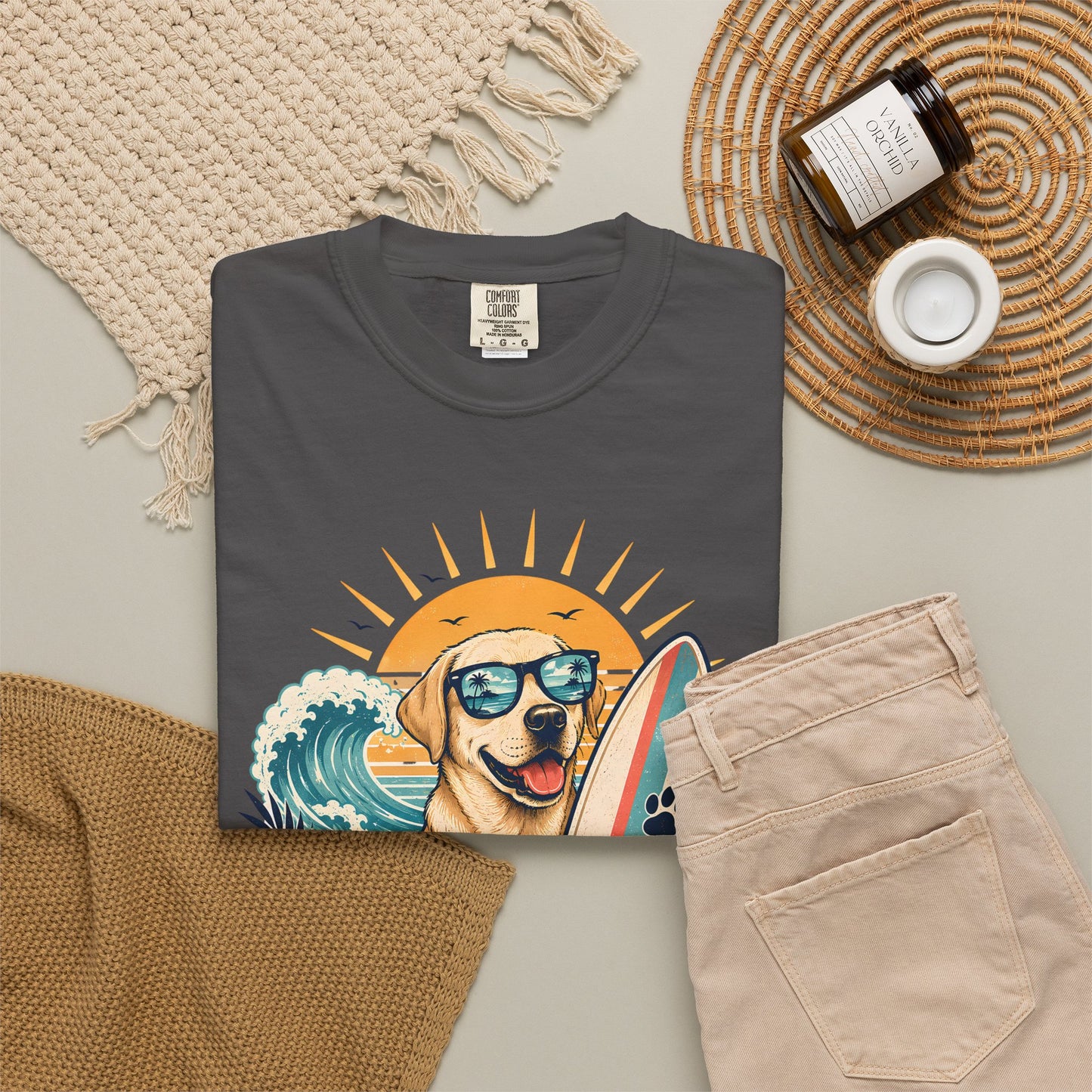Labrador Beach Club T-Shirt — Surfing Dog Graphic Tee