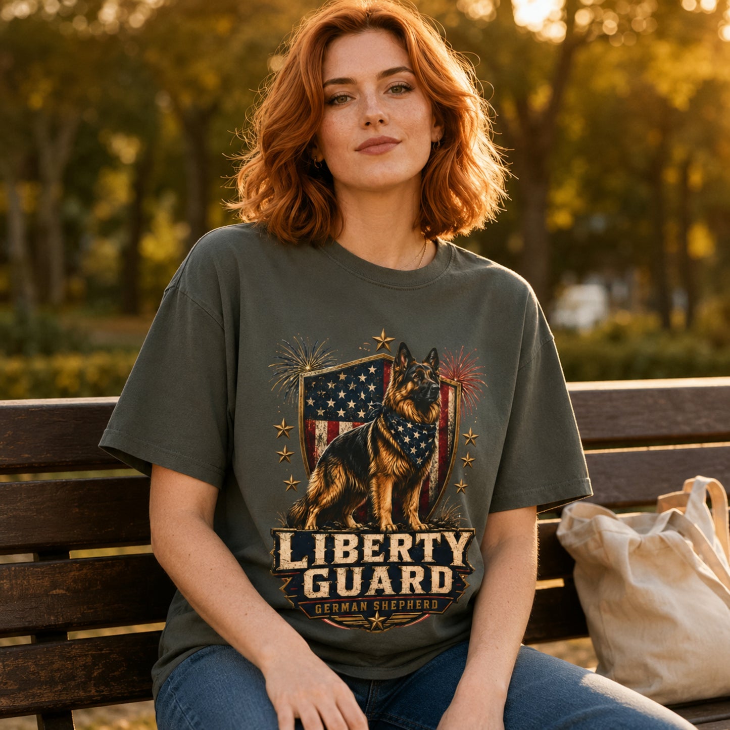Liberty Guard German Shepherd T-Shirt — Patriotic American Flag Dog Tee