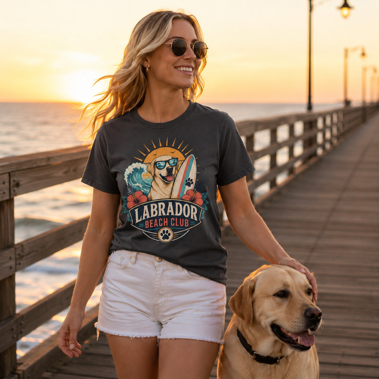 Labrador Beach Club T-Shirt — Surfing Dog Graphic Tee