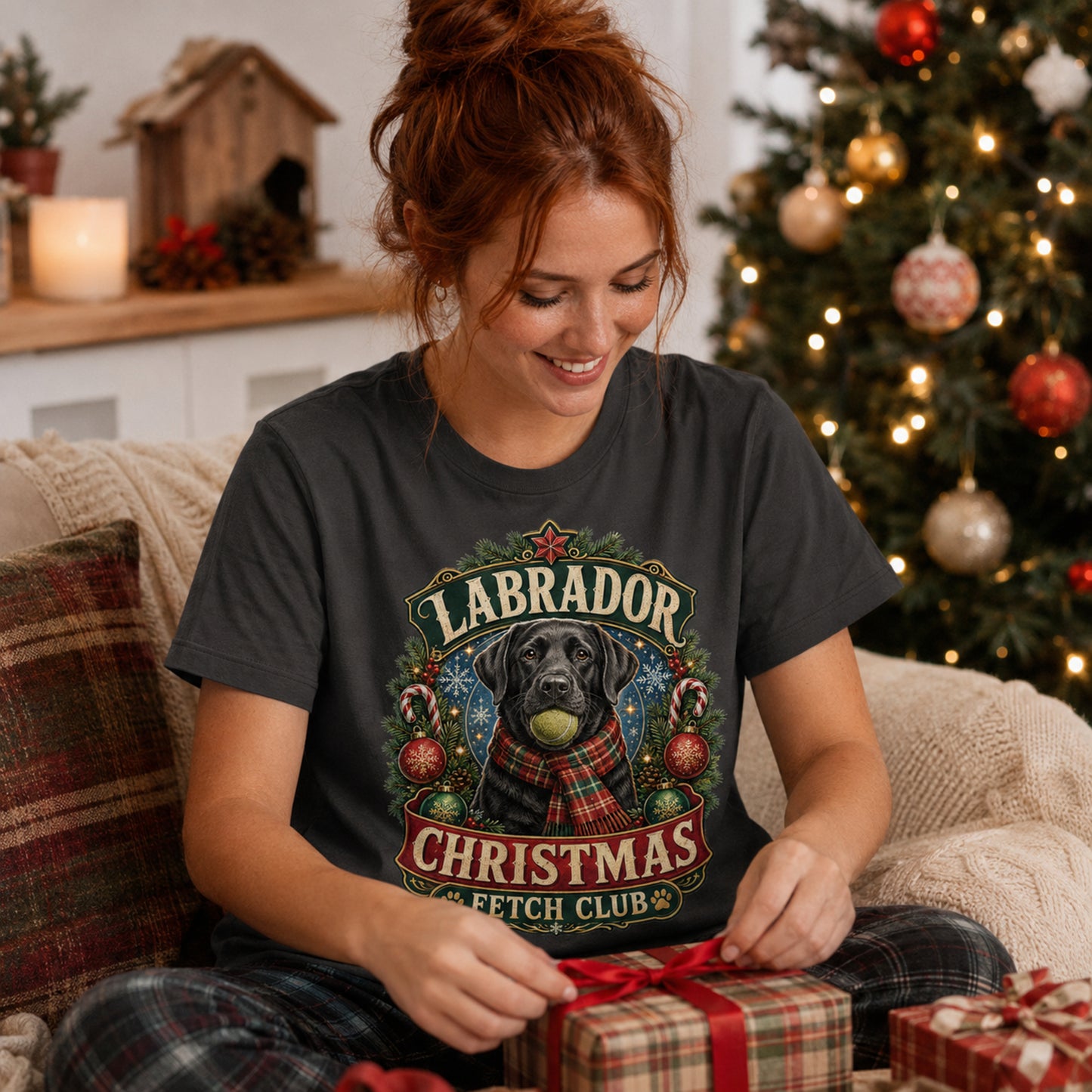 Labrador Christmas T-Shirt — "Fetch Club" Holiday Dog Tee