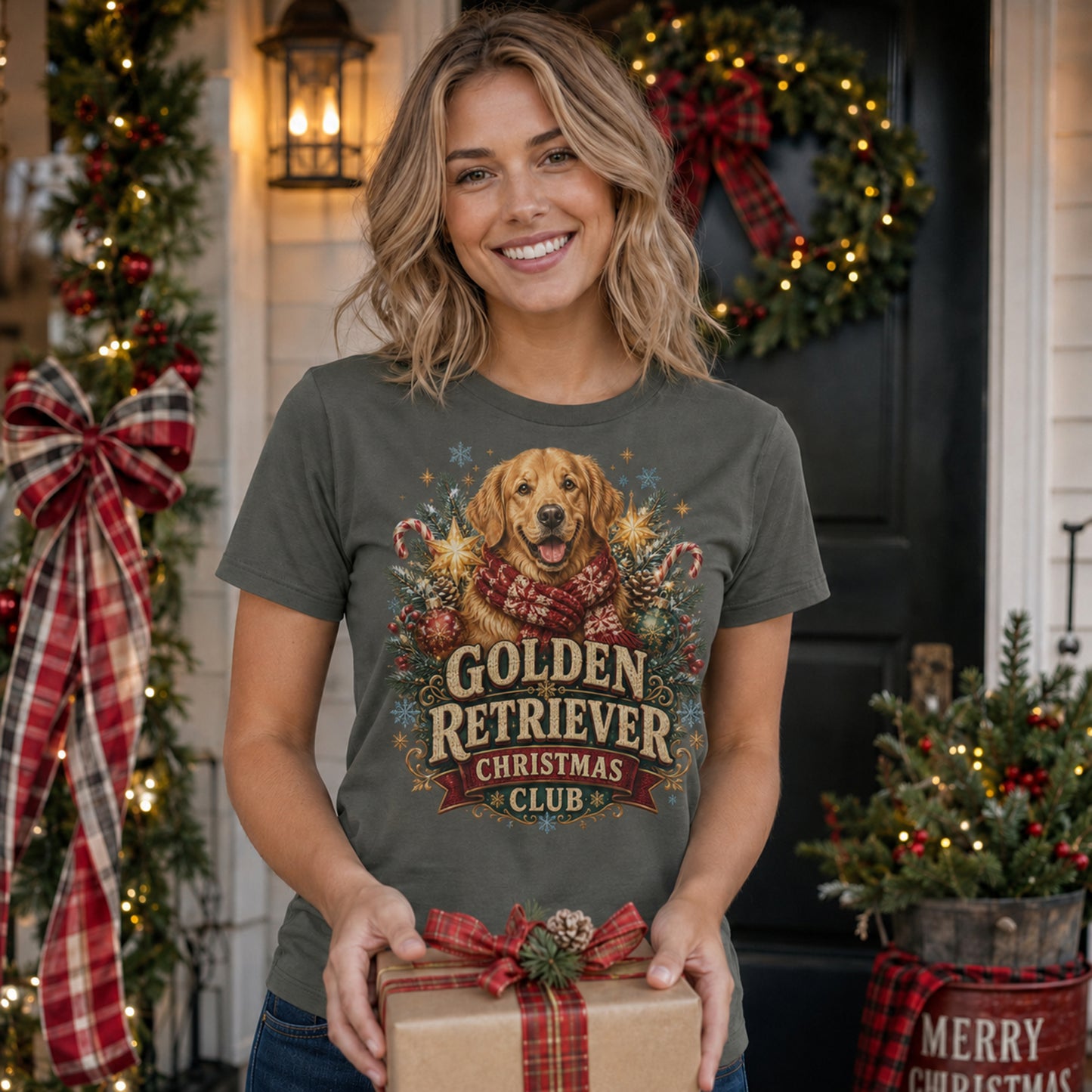 Golden Retriever Christmas T-Shirt — "Golden Retriever Christmas Club" Holiday Tee