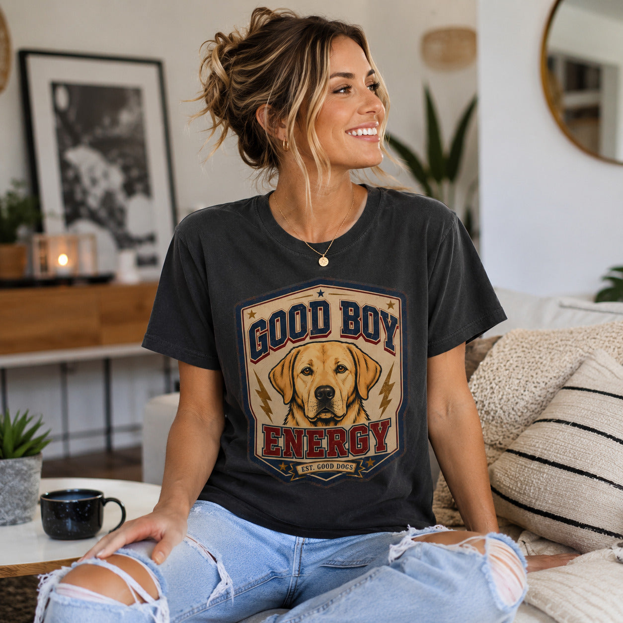 Good Boy Energy T-Shirt — Vintage Labrador Graphic Tee