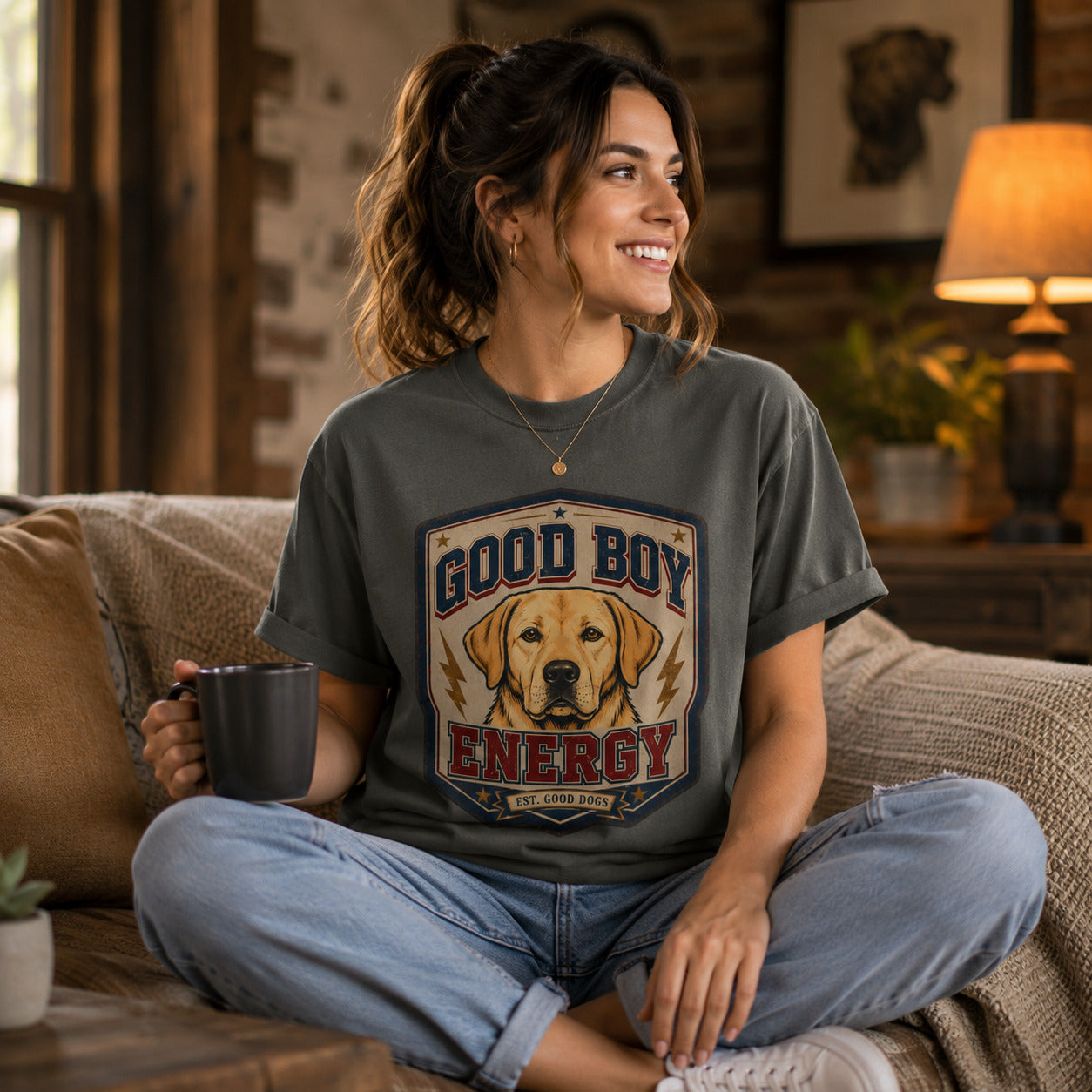 Good Boy Energy T-Shirt — Vintage Labrador Graphic Tee