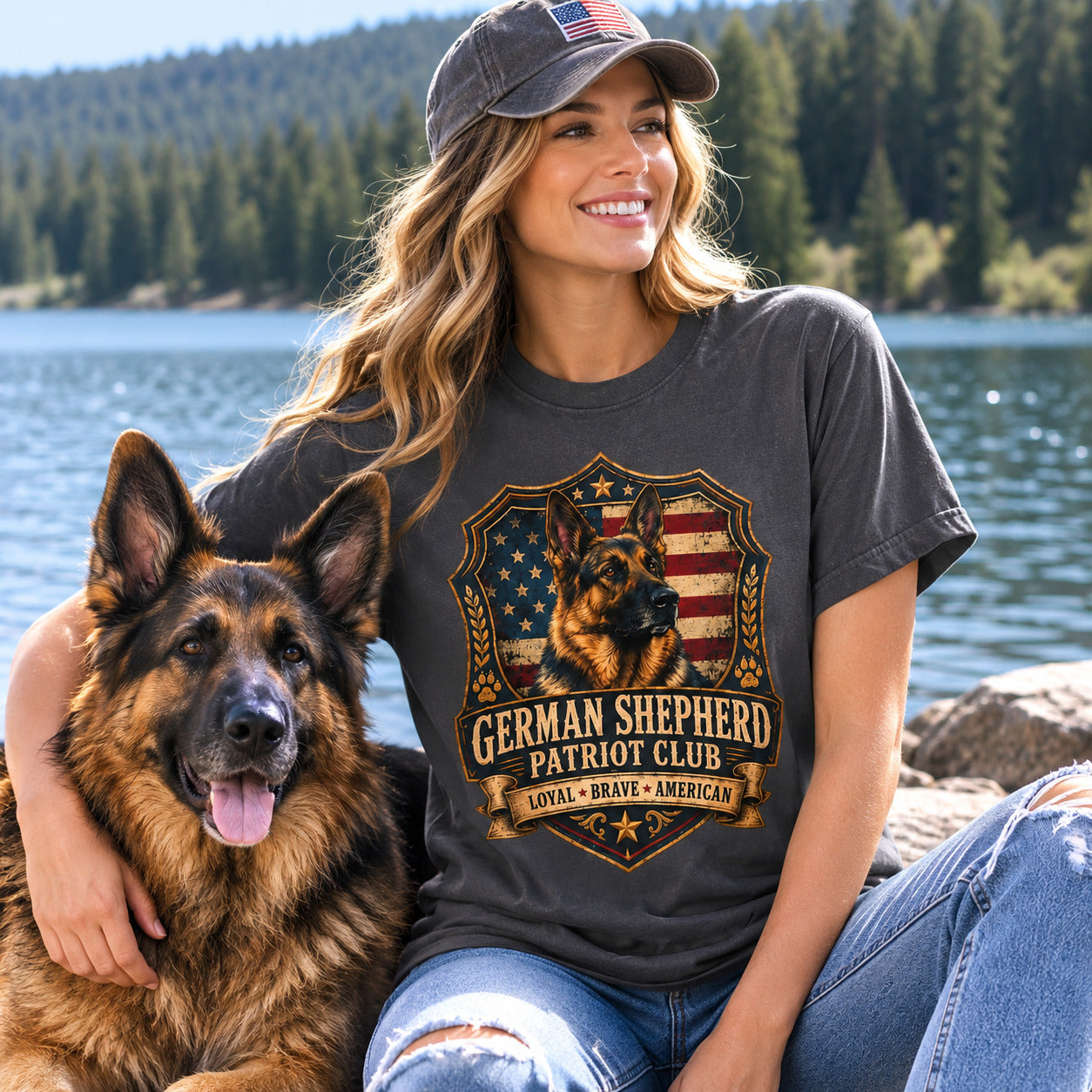 German Shepherd Patriot Club T-Shirt — Loyal Brave American Tee