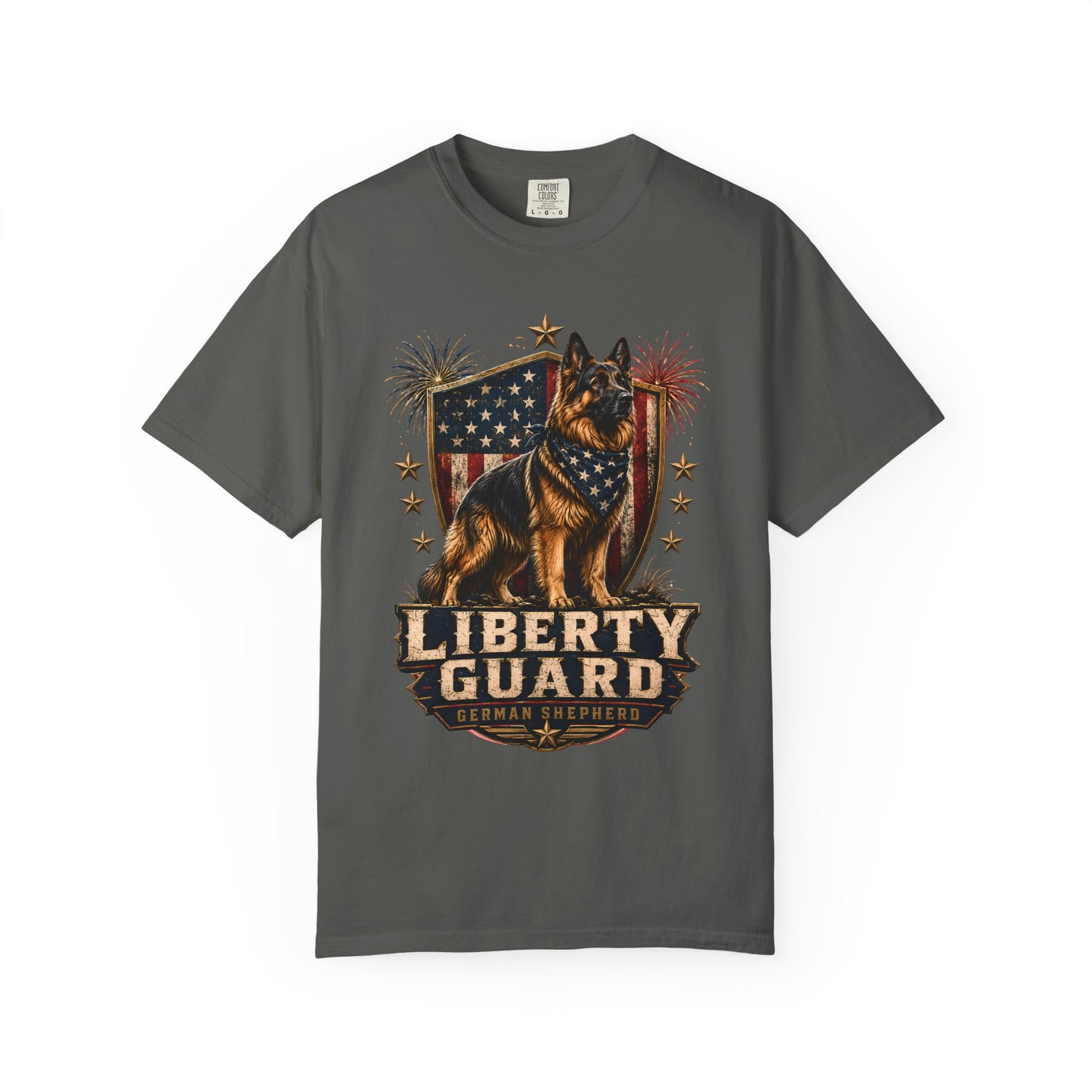 Liberty Guard German Shepherd T-Shirt — Patriotic American Flag Dog Tee