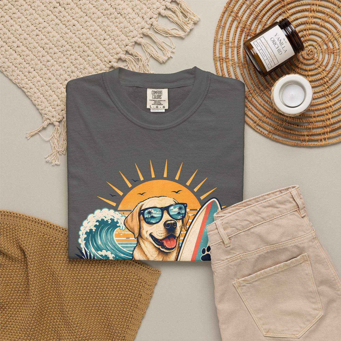 Labrador Beach Club T-Shirt — Surfing Dog Graphic Tee