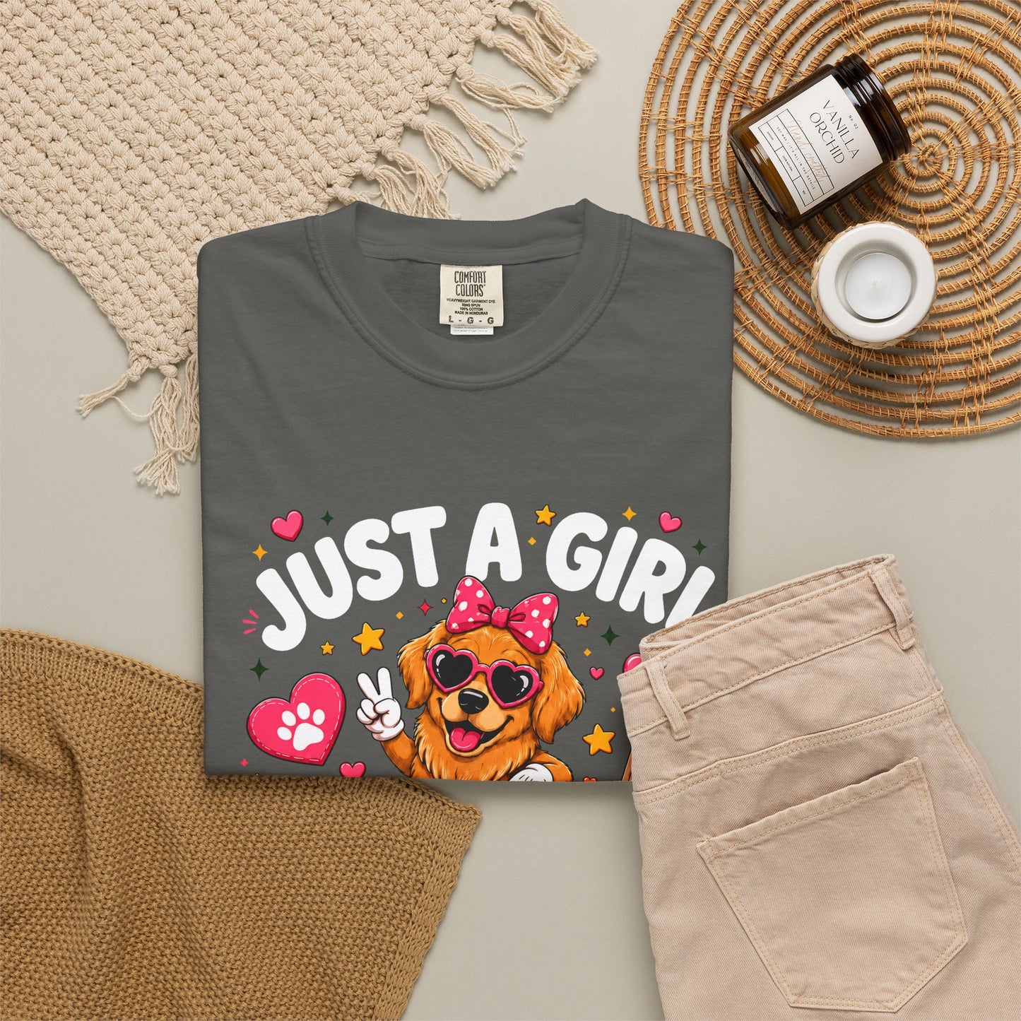 Just A Girl Golden Retrievers Unisex Garment-Dyed T-shirt