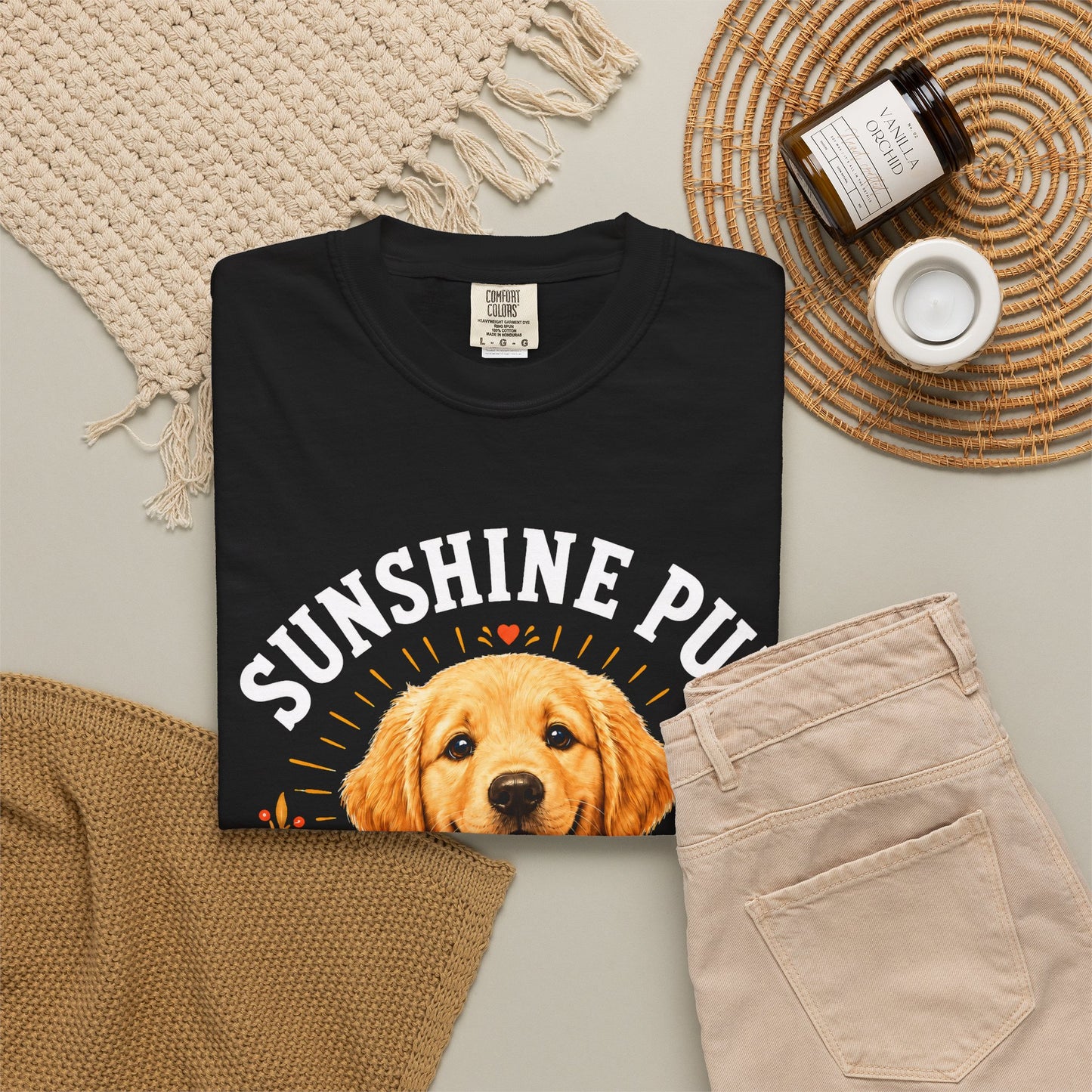 Sunshine Pup - Golden Retriever - Unisex Garment-Dyed T-shirt