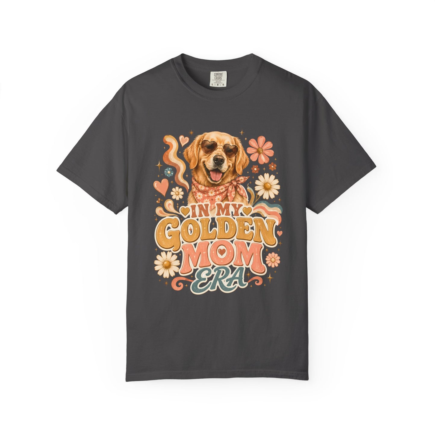 Golden Retriever Mom T-Shirt — "In My Golden Mom Era" Retro Floral Tee