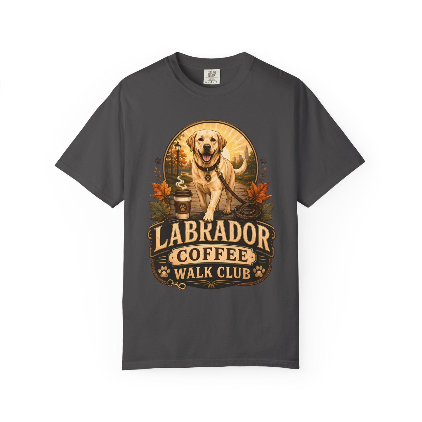 Labrador Coffee Walk Club T-Shirt – Cozy Unisex Dog Lover Tee for Coffee Walks & Weekend Comfort