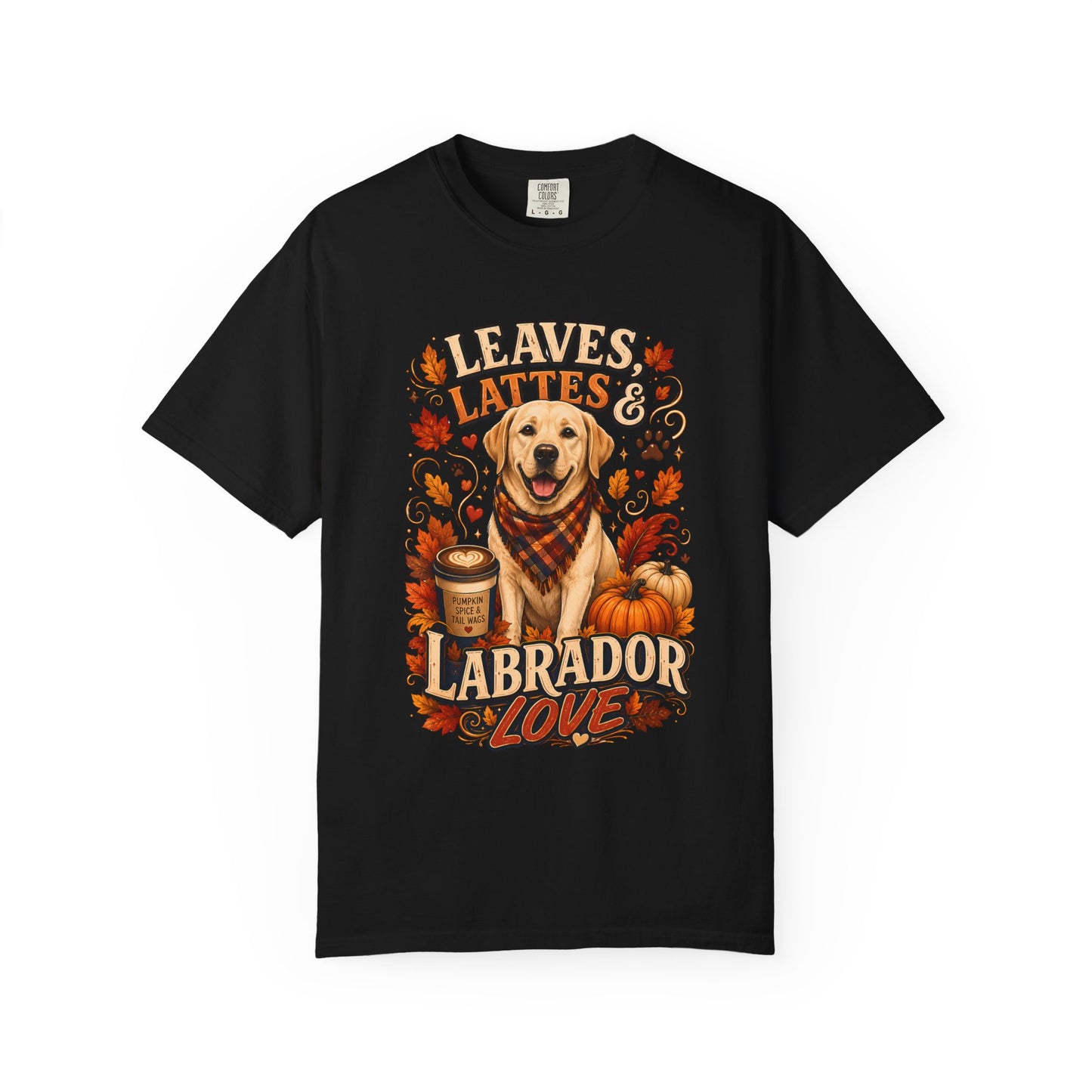 Labrador Love Fall T-Shirt – "Leaves, Lattes & Labrador Love" Cozy Autumn Dog Tee