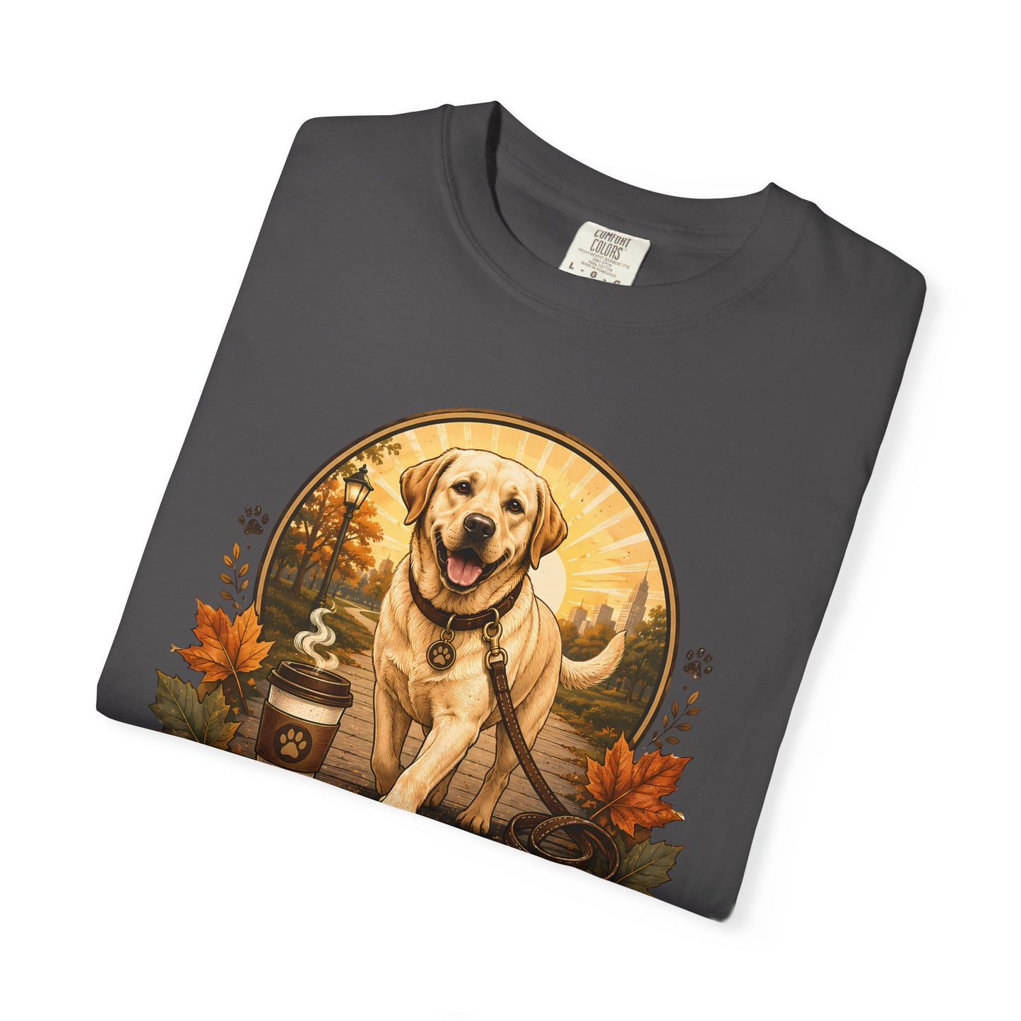 Labrador Coffee Walk Club T-Shirt – Cozy Unisex Dog Lover Tee for Coffee Walks & Weekend Comfort