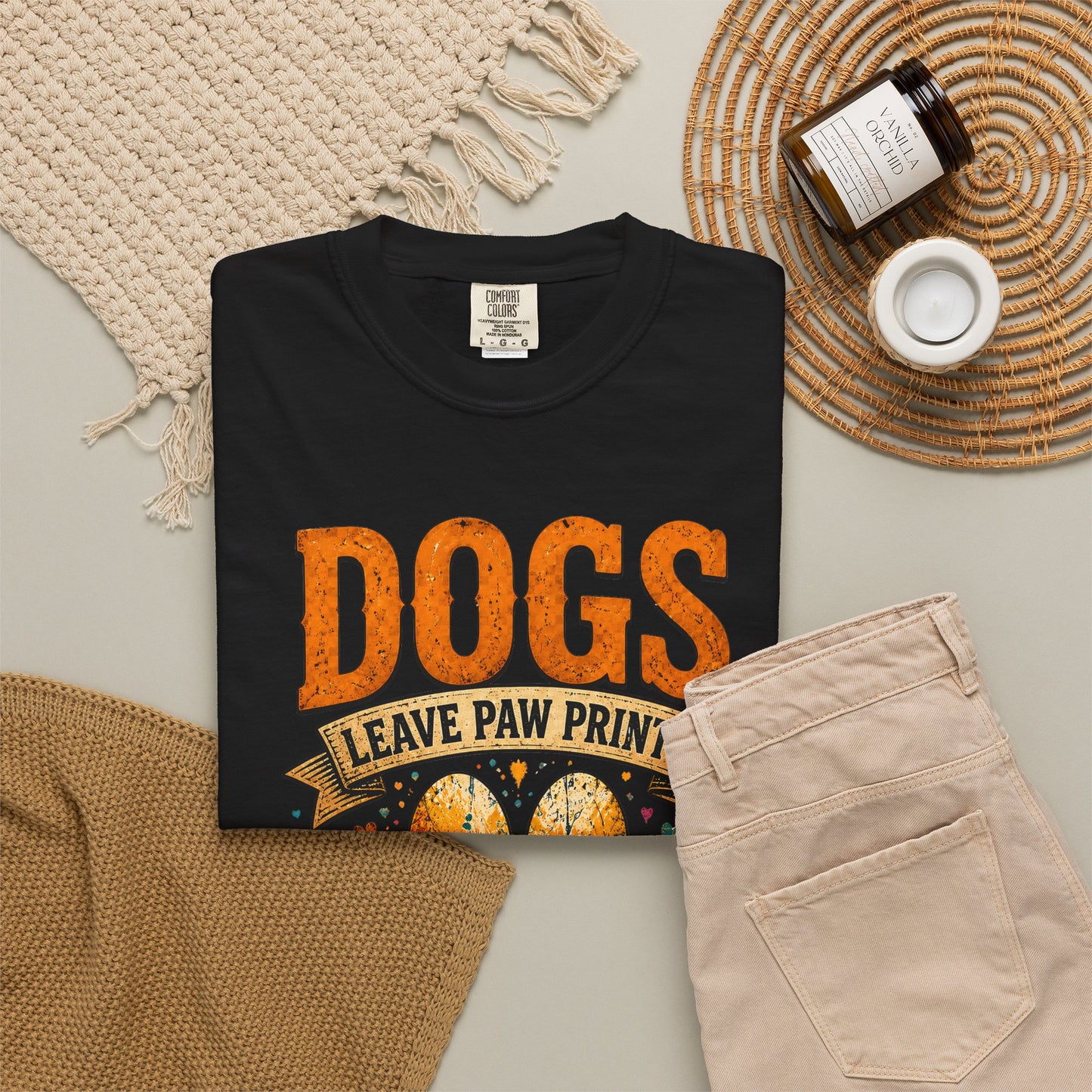 Dogs Leave Paw Print On Our Hearts - Unisex Garment-Dyed T-shirt