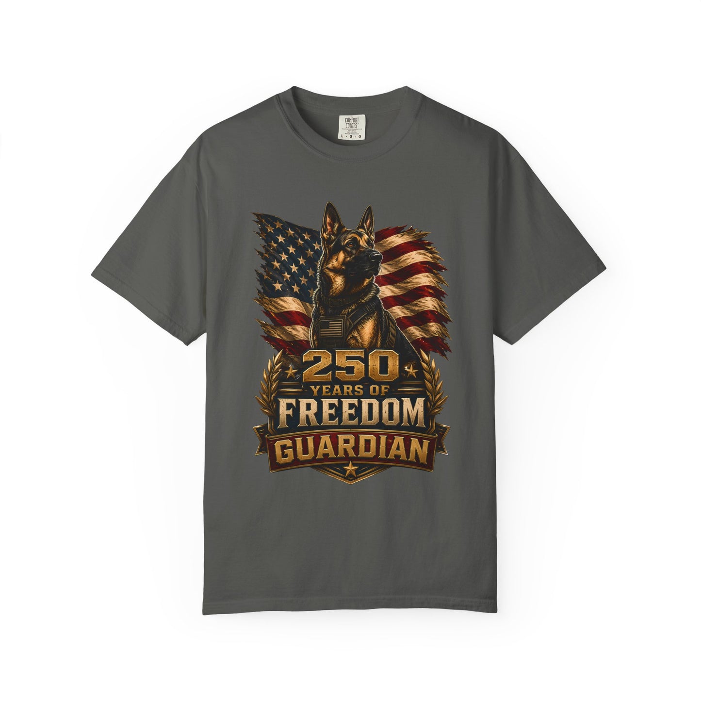 T-Shirt — "250 Years of Freedom" Guardian K9 American Flag Tee