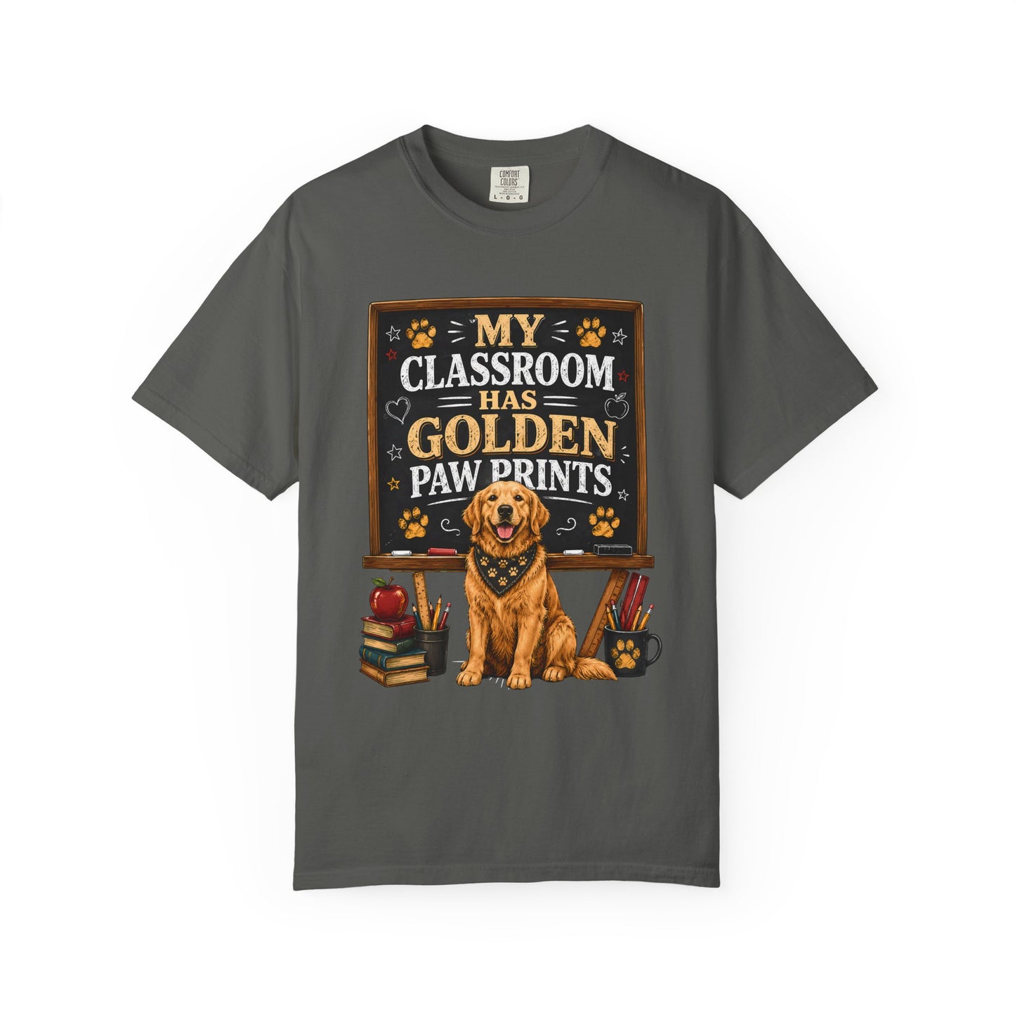Teacher T‑Shirt - "My Classroom Has Golden Paw Prints" Golden Retriever School Tee