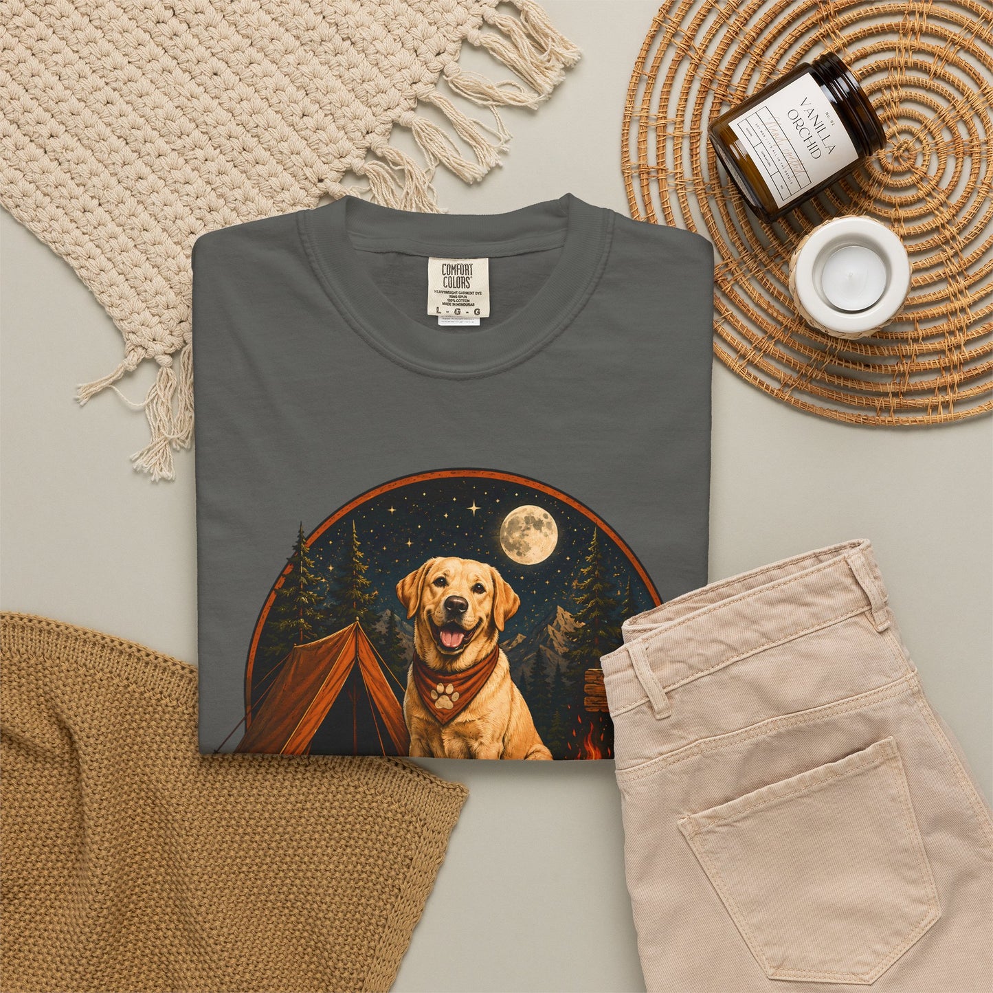 Labrador Camping Club T-Shirt — "Fetch • Hike • Repeat" Dog Lover Tee