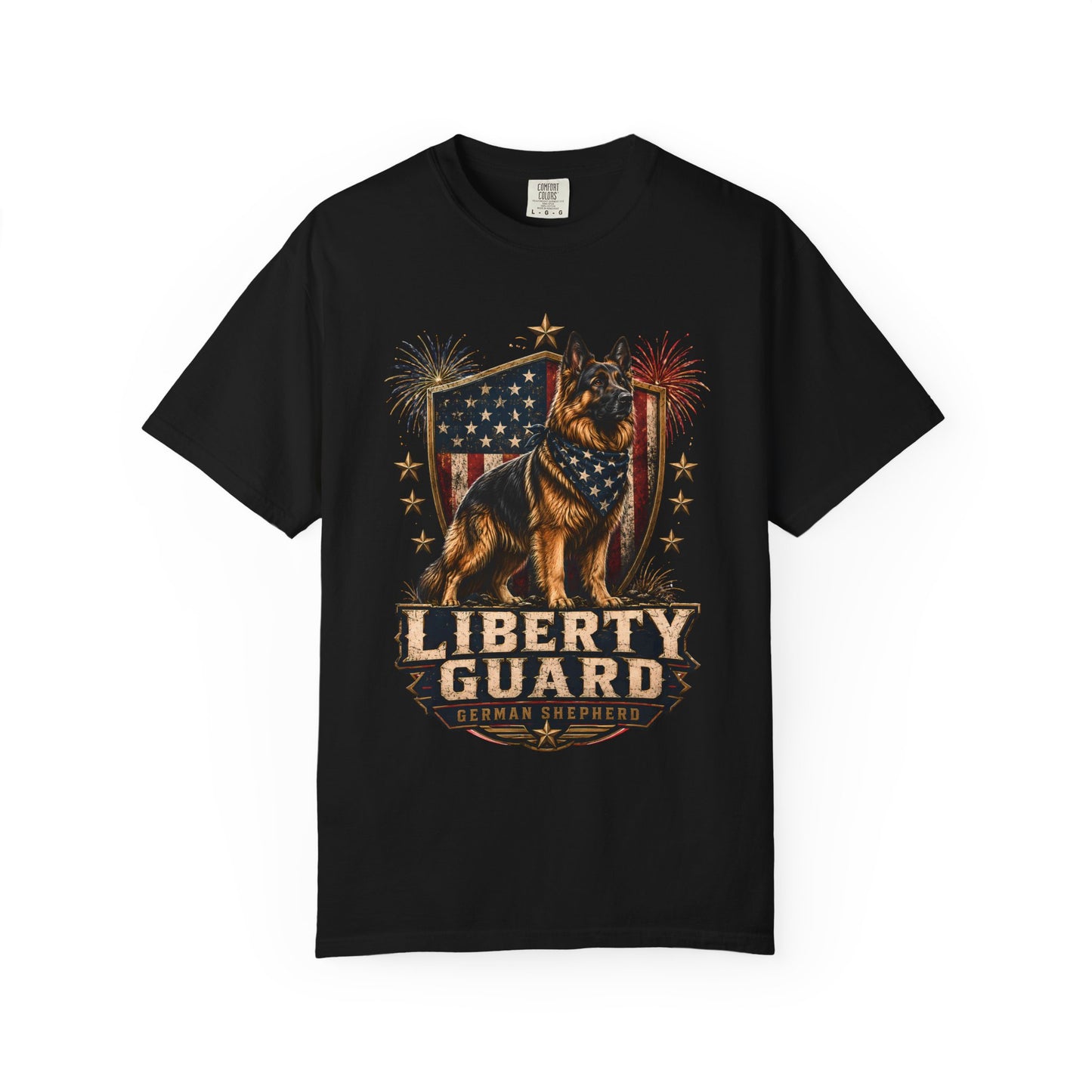 Liberty Guard German Shepherd T-Shirt — Patriotic American Flag Dog Tee