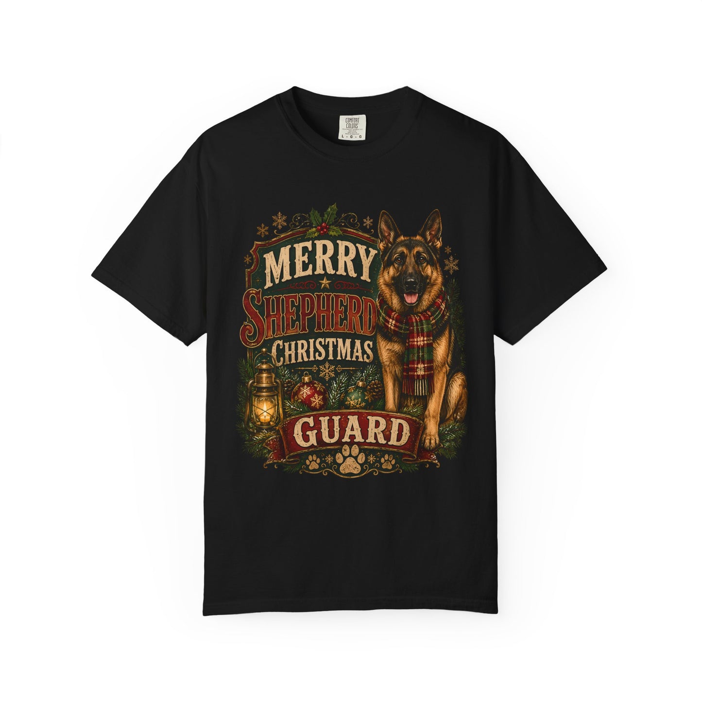 Merry Shepherd Christmas Guard T-Shirt — German Shepherd Holiday Tee