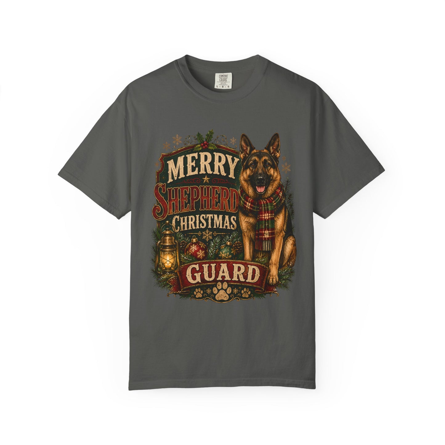 Merry Shepherd Christmas Guard T-Shirt — German Shepherd Holiday Tee