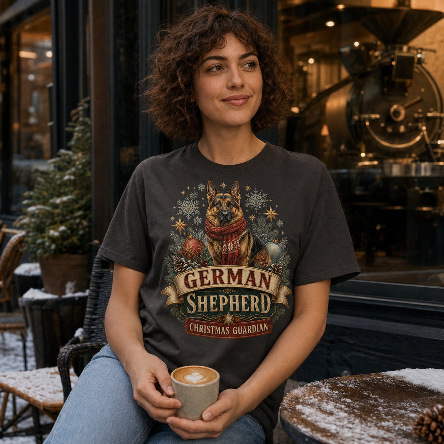 German Shepherd Christmas T-Shirt — "Christmas Guardian" Holiday Dog Lover Tee