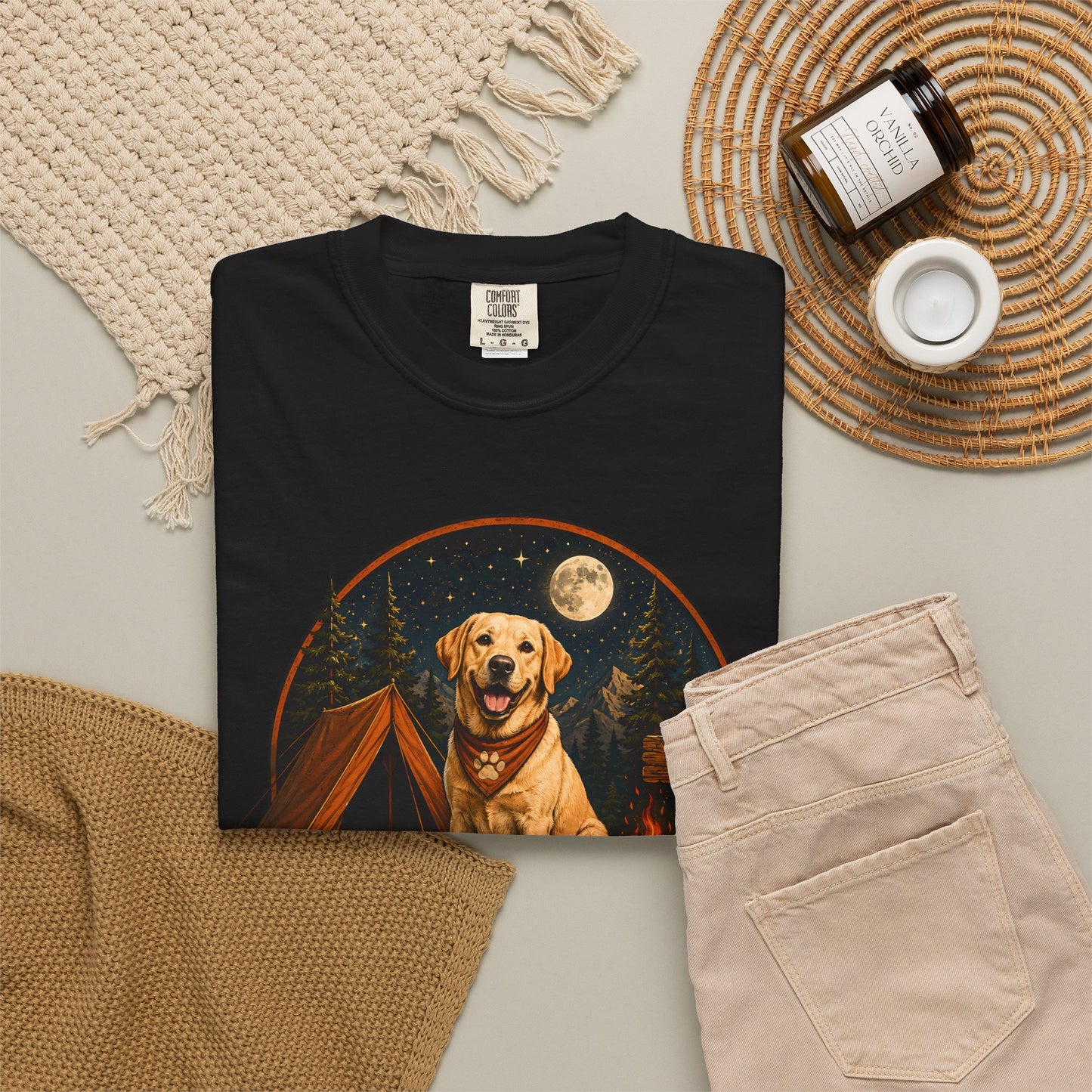 Labrador Camping Club T-Shirt — "Fetch • Hike • Repeat" Dog Lover Tee