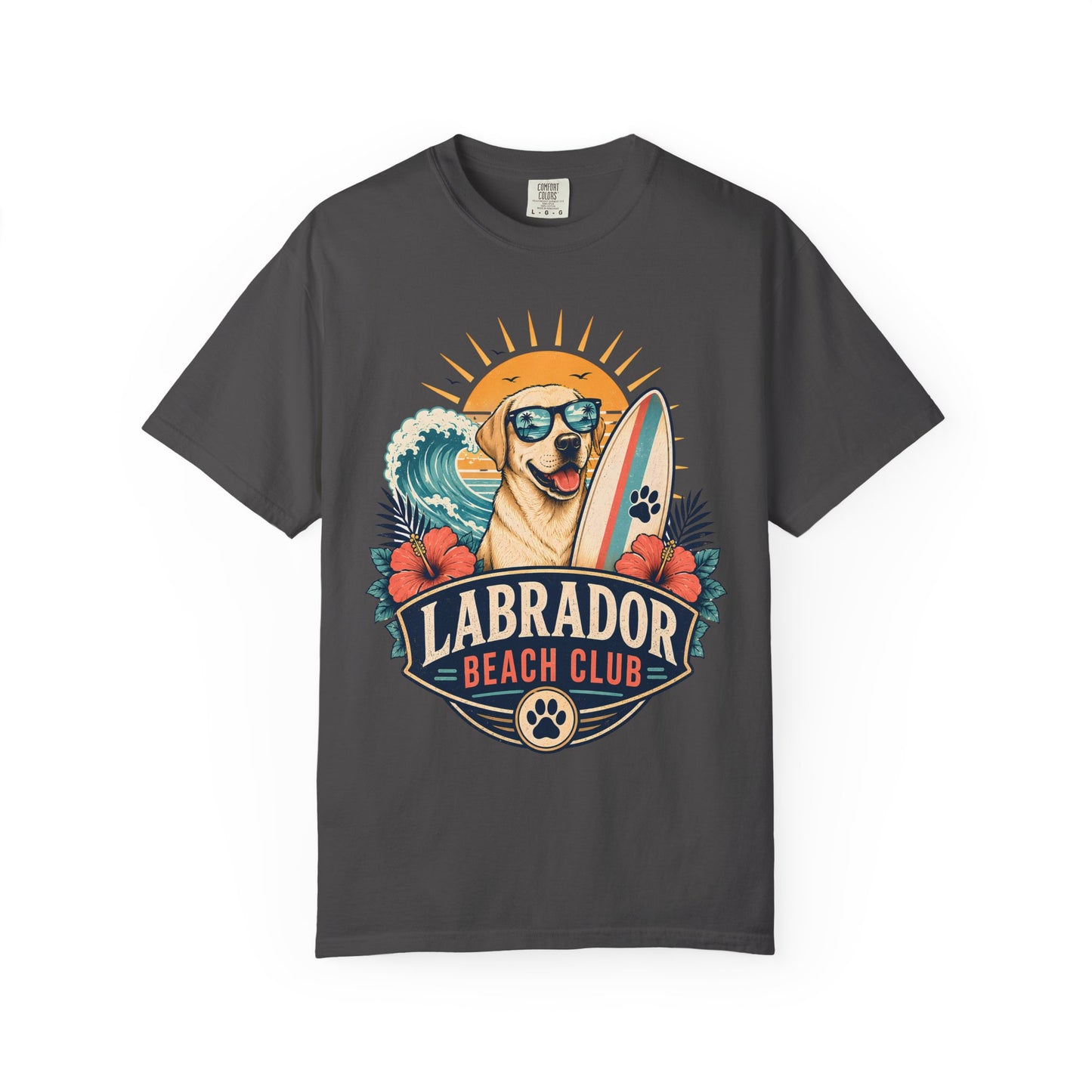 Labrador Beach Club T-Shirt — Surfing Dog Graphic Tee