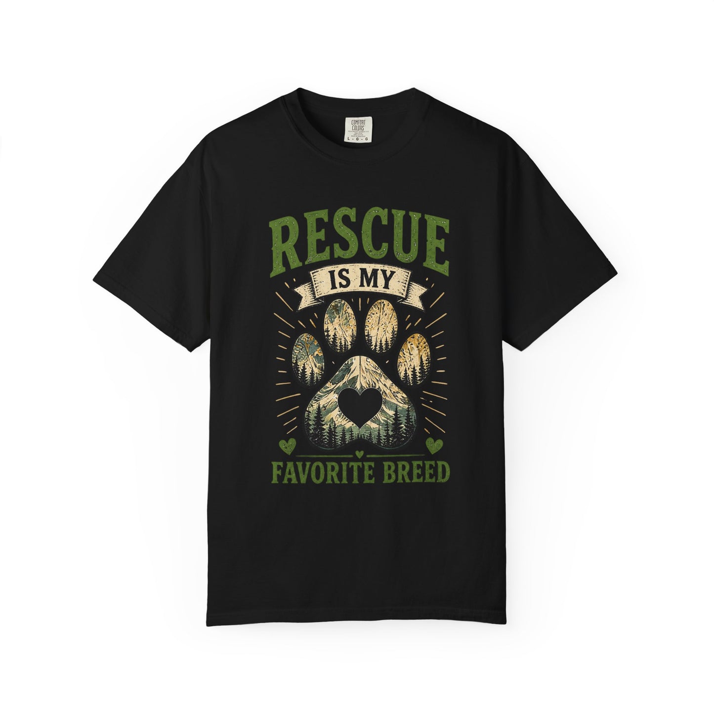 Rescue Is My Favorite Breed Unisex Dog Paw Garment-Dyed T-shirt