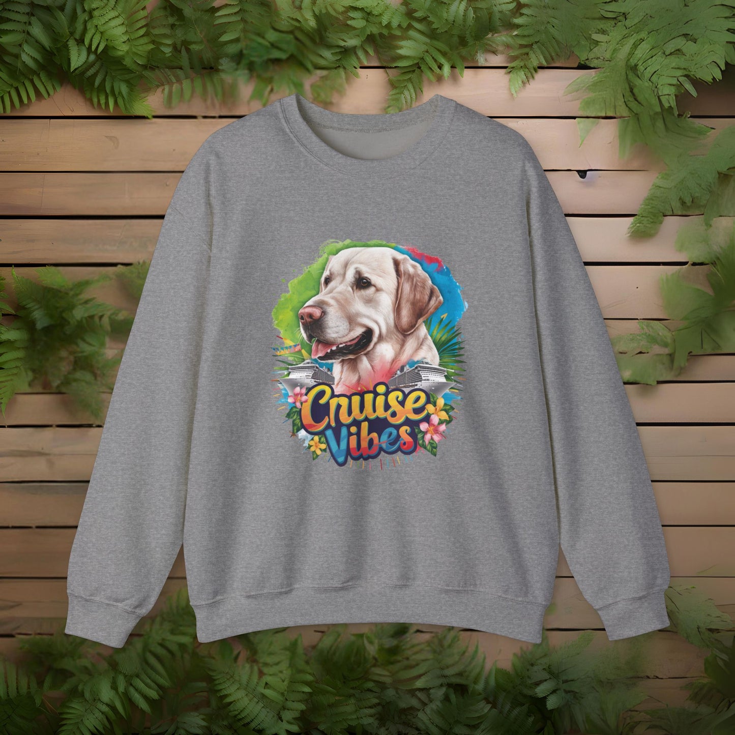 Cruise Vibes – Unisex Heavy Blend™ Crewneck Sweatshirt Featuring a Labrador 🐾🛳️🐕