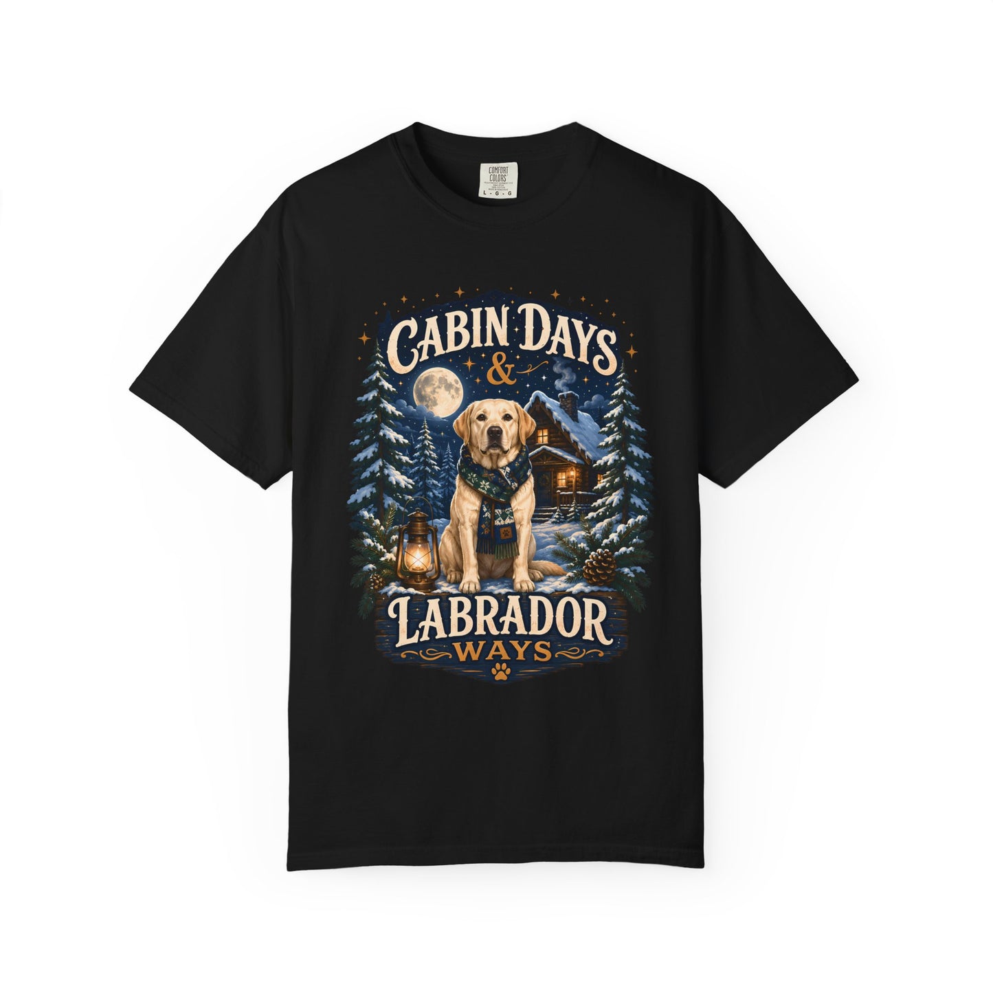Cabin Days & Labrador Ways T-Shirt — Cozy Cabin Dog Lover Tee