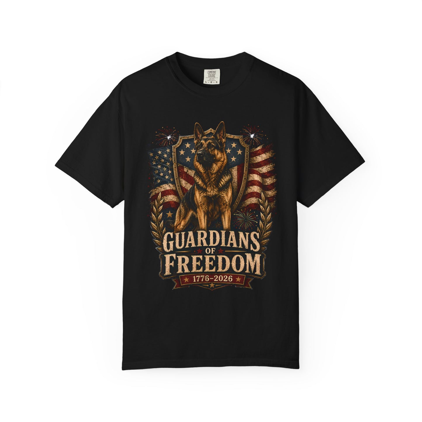 Guardians of Freedom K-9 T-Shirt — Patriotic American Flag Police Dog Tee