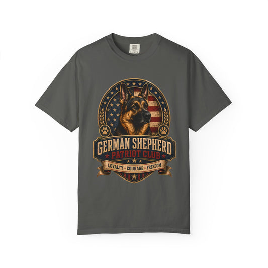 German Shepherd Patriot Club T-Shirt — Loyalty Courage Freedom