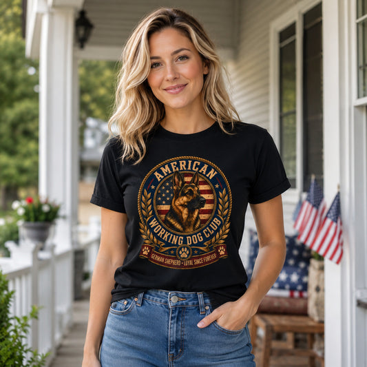 American Working Dog Club T-Shirt — German Shepherd Patriotic Crew Tee