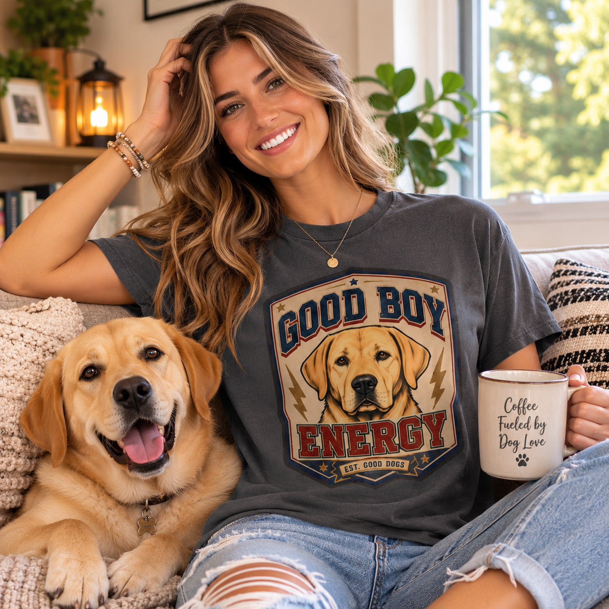Good Boy Energy T-Shirt — Vintage Labrador Graphic Tee