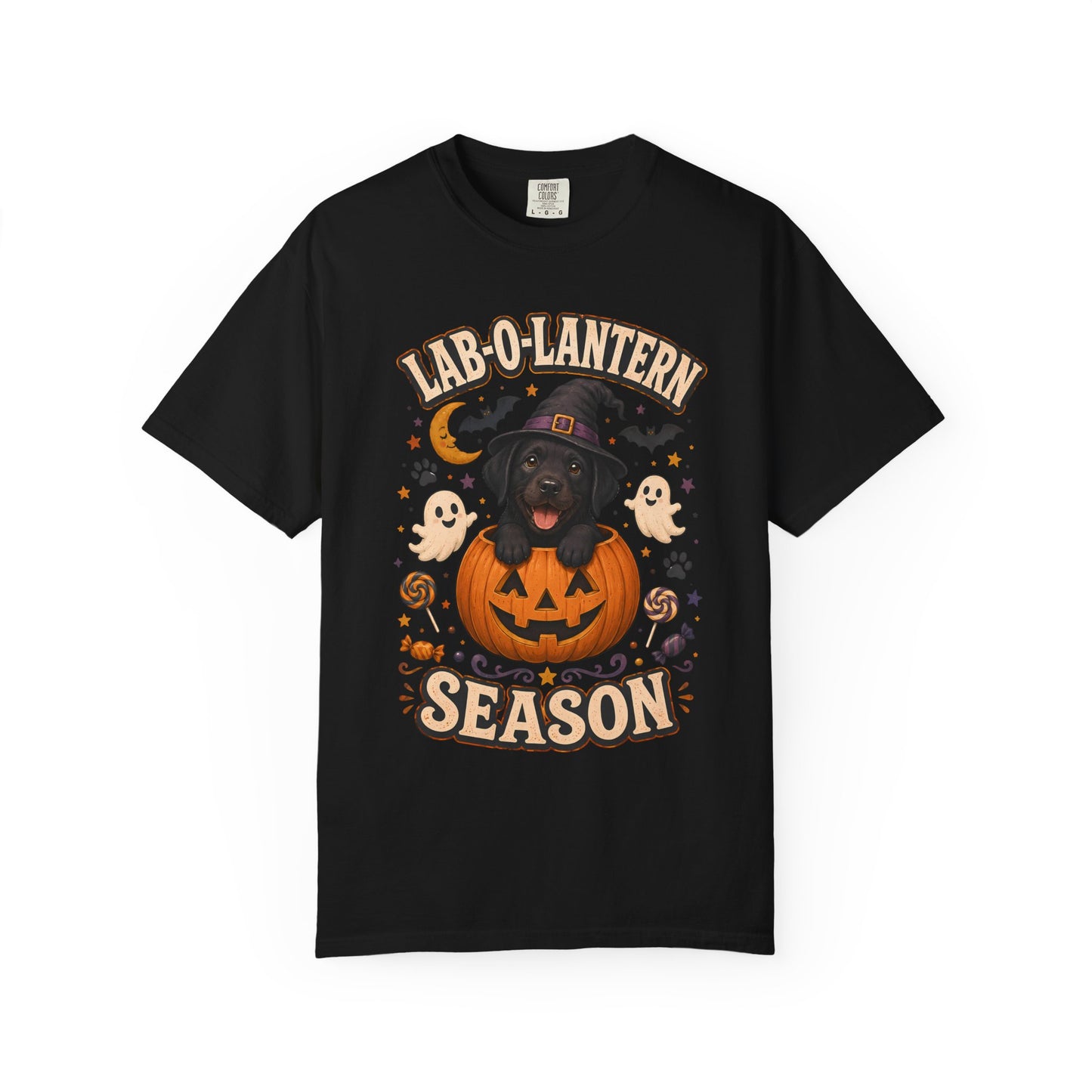 Lab-O-Lantern Season T-Shirt — Halloween Black Labrador Pumpkin Tee