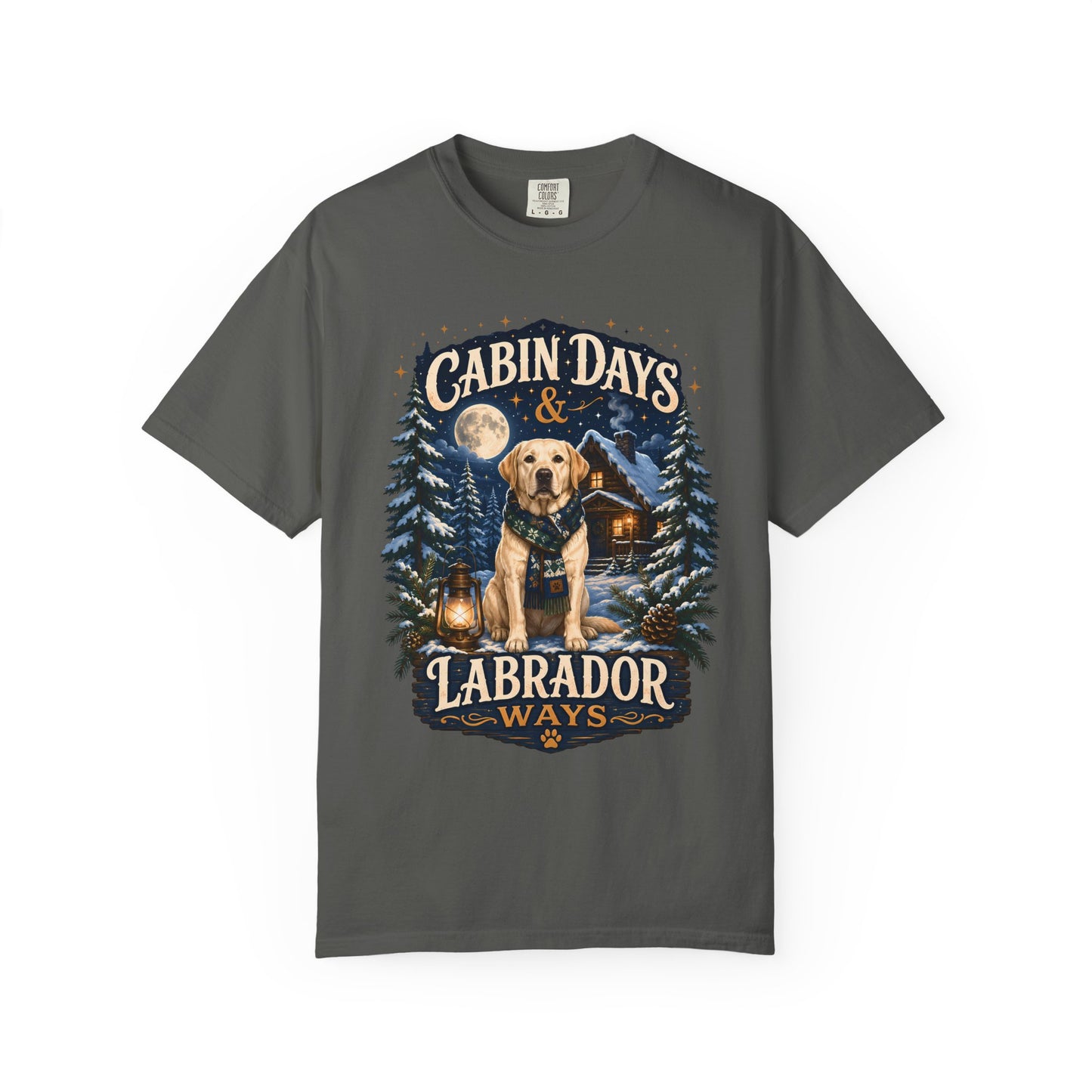 Cabin Days & Labrador Ways T-Shirt — Cozy Cabin Dog Lover Tee