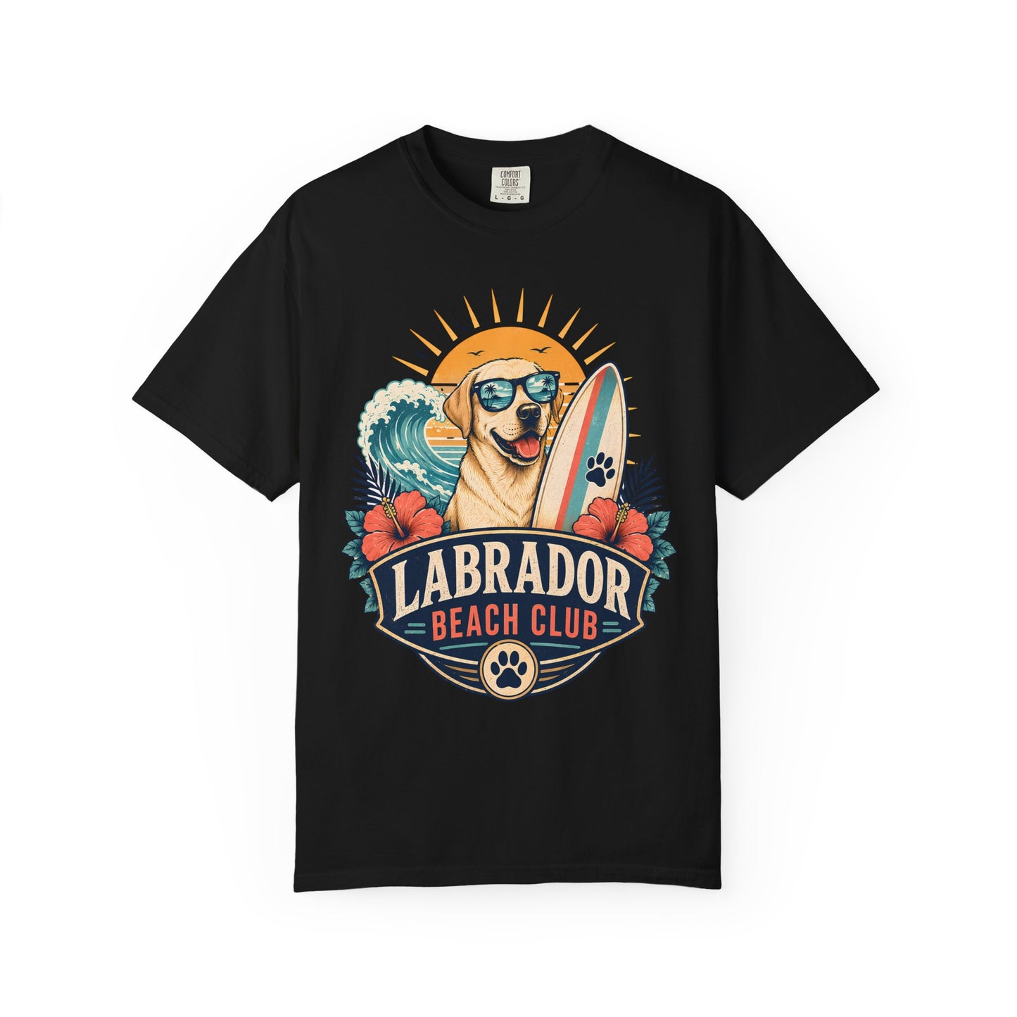 Labrador Beach Club T-Shirt — Surfing Dog Graphic Tee