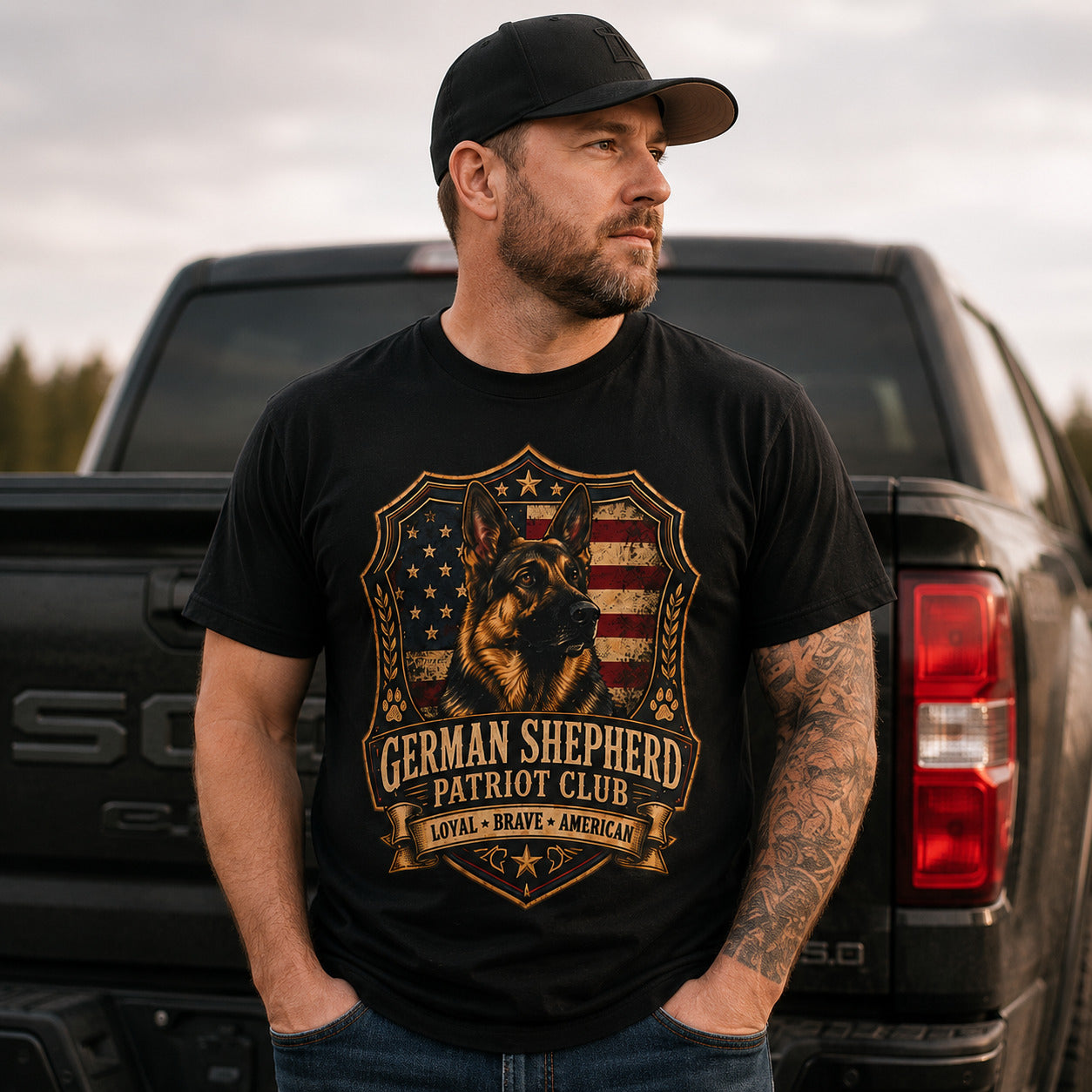 German Shepherd Patriot Club T-Shirt — Loyal Brave American Tee