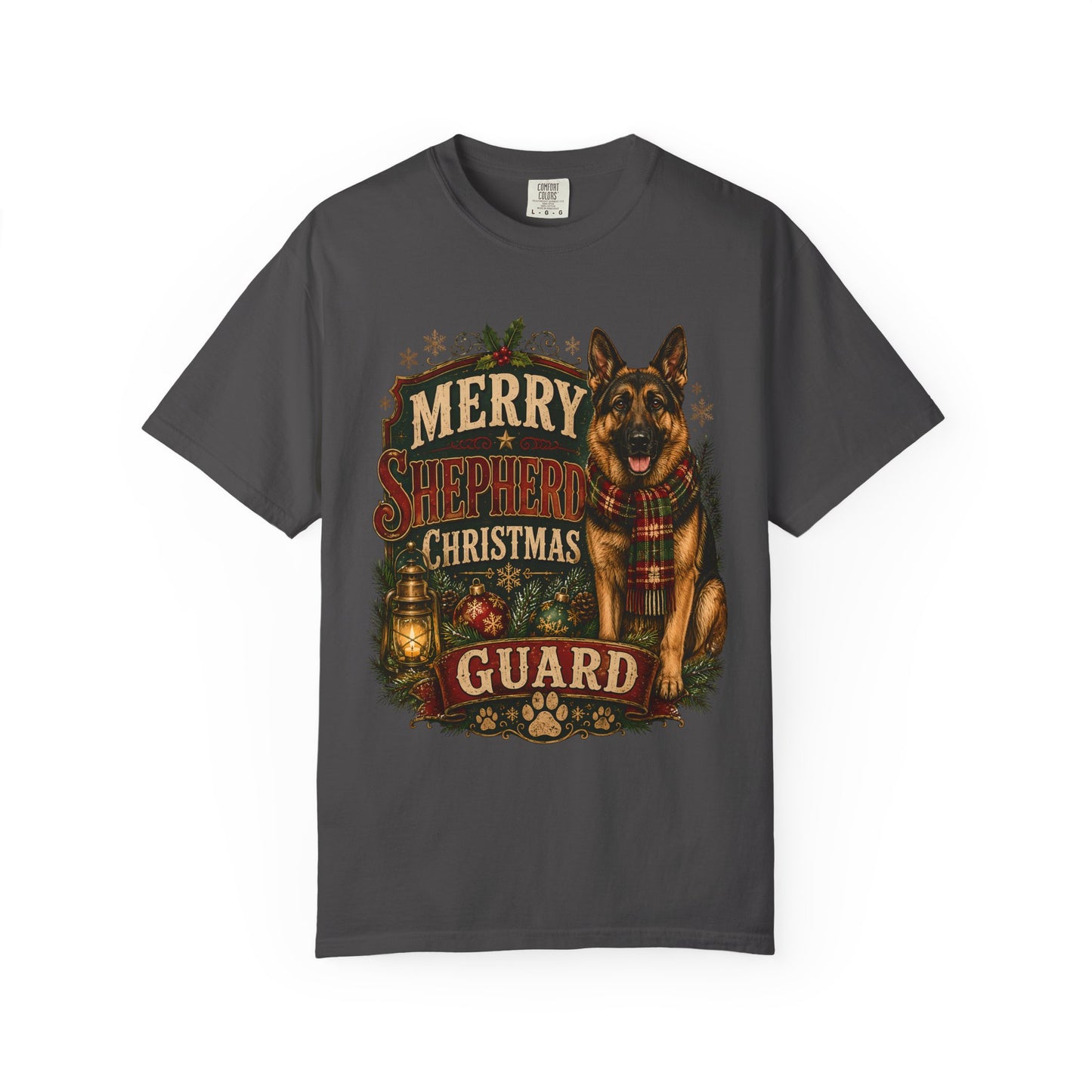 Merry Shepherd Christmas Guard T-Shirt — German Shepherd Holiday Tee
