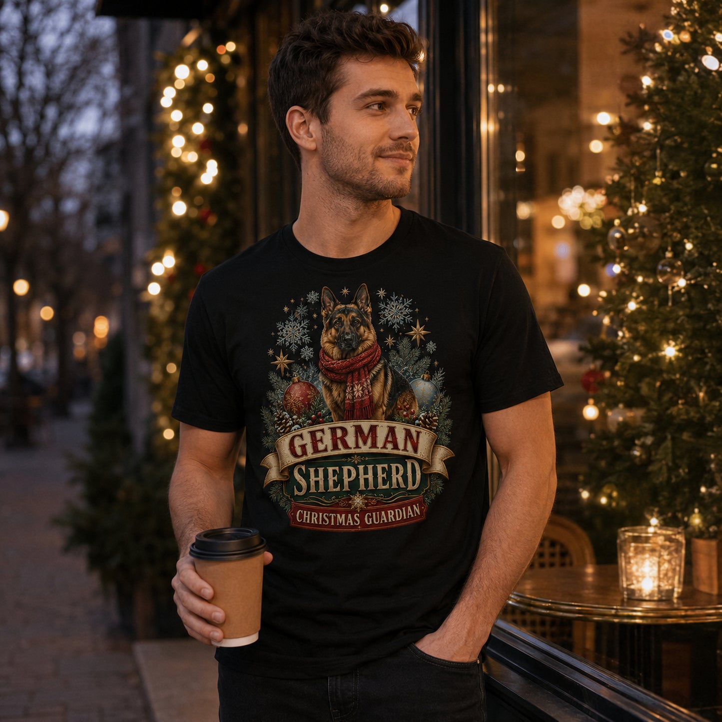 German Shepherd Christmas T-Shirt — "Christmas Guardian" Holiday Dog Lover Tee