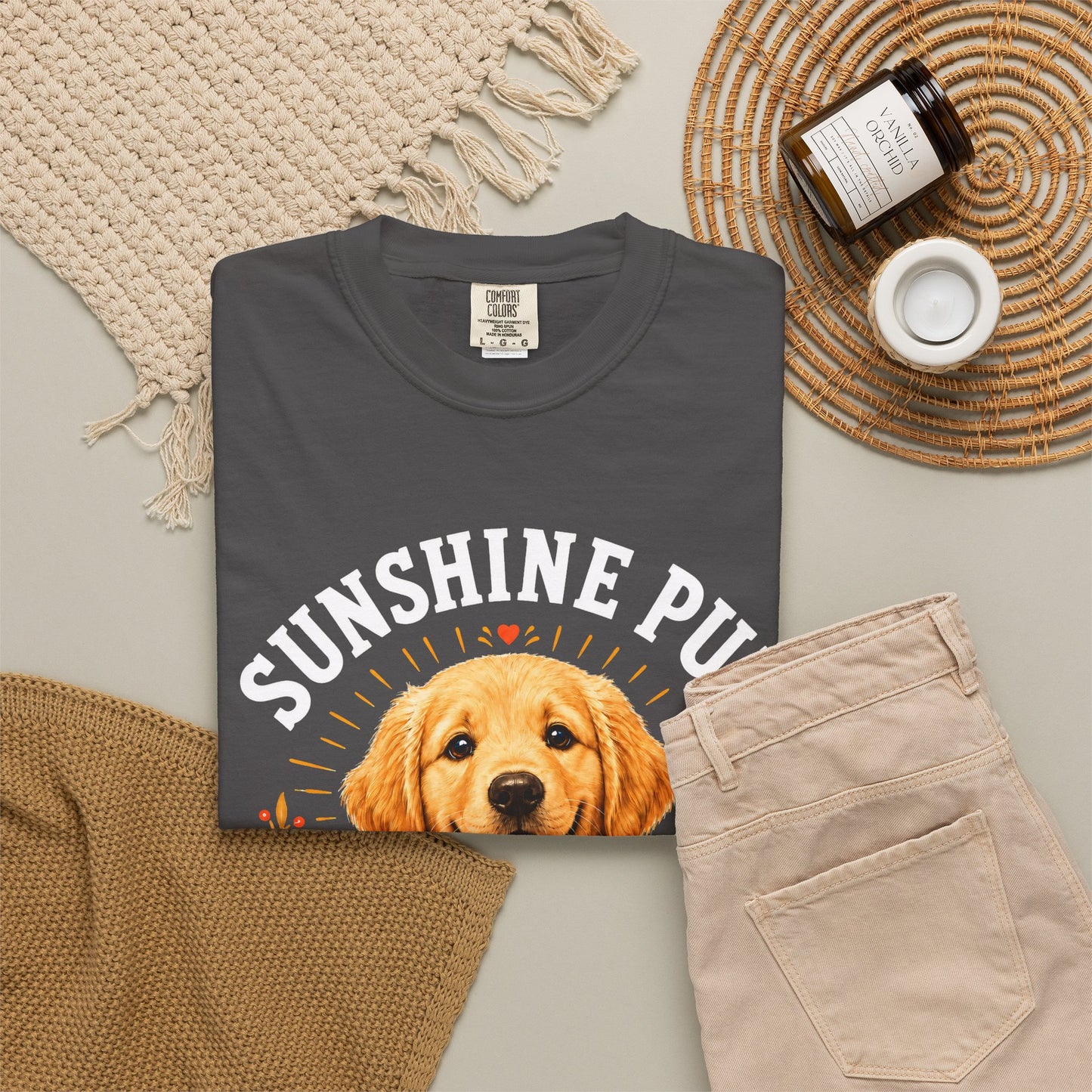 Sunshine Pup - Golden Retriever - Unisex Garment-Dyed T-shirt
