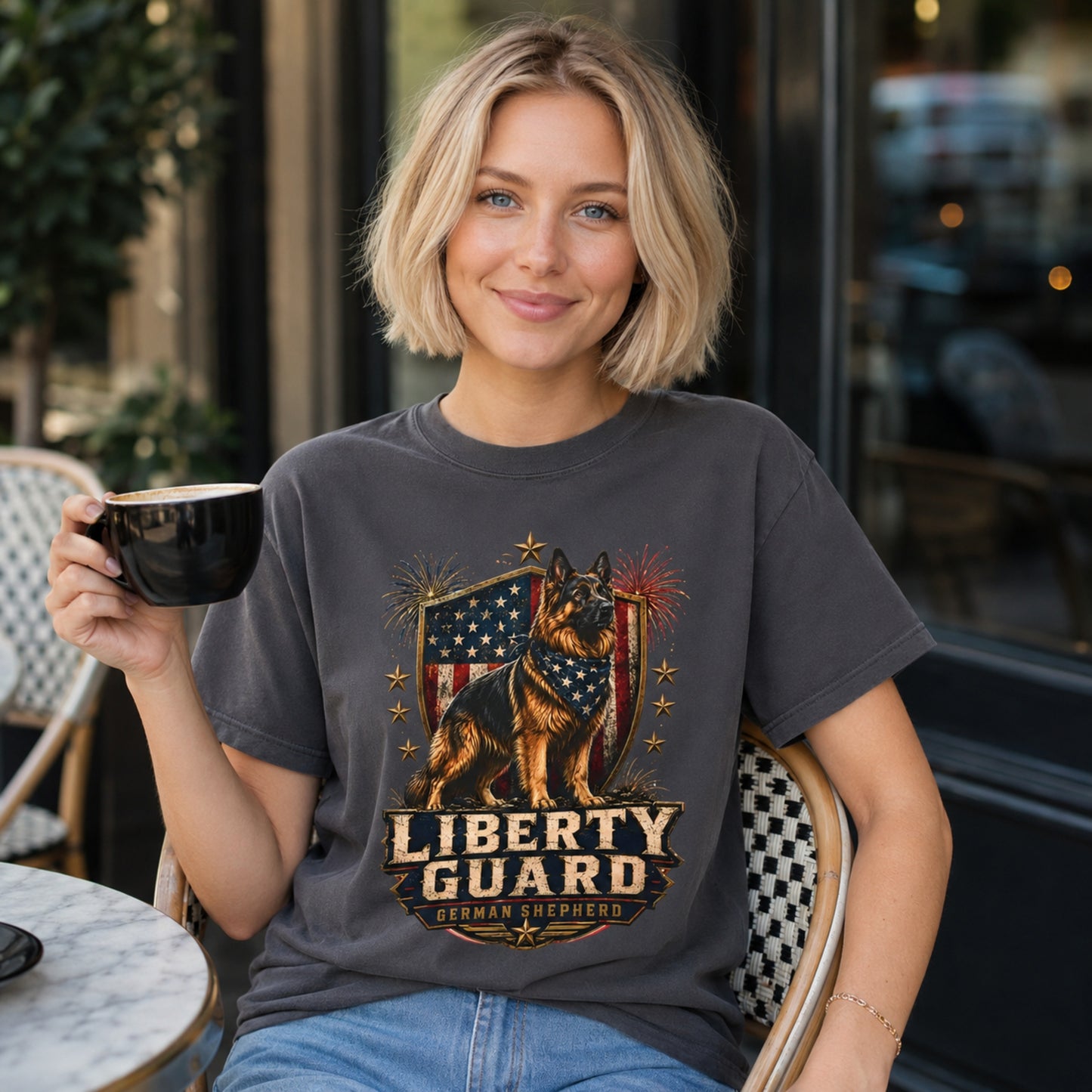 Liberty Guard German Shepherd T-Shirt — Patriotic American Flag Dog Tee