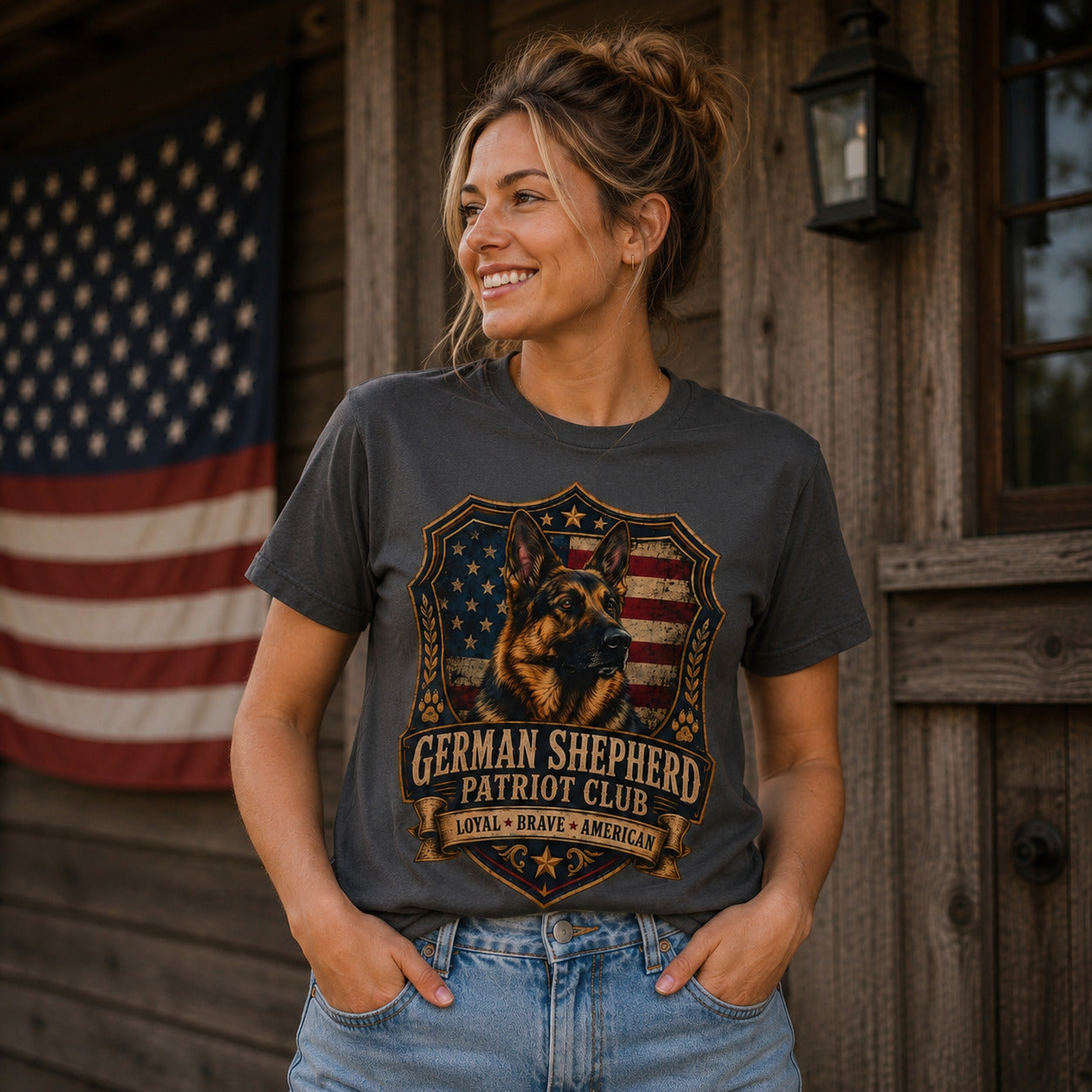 German Shepherd Patriot Club T-Shirt — Loyal Brave American Tee